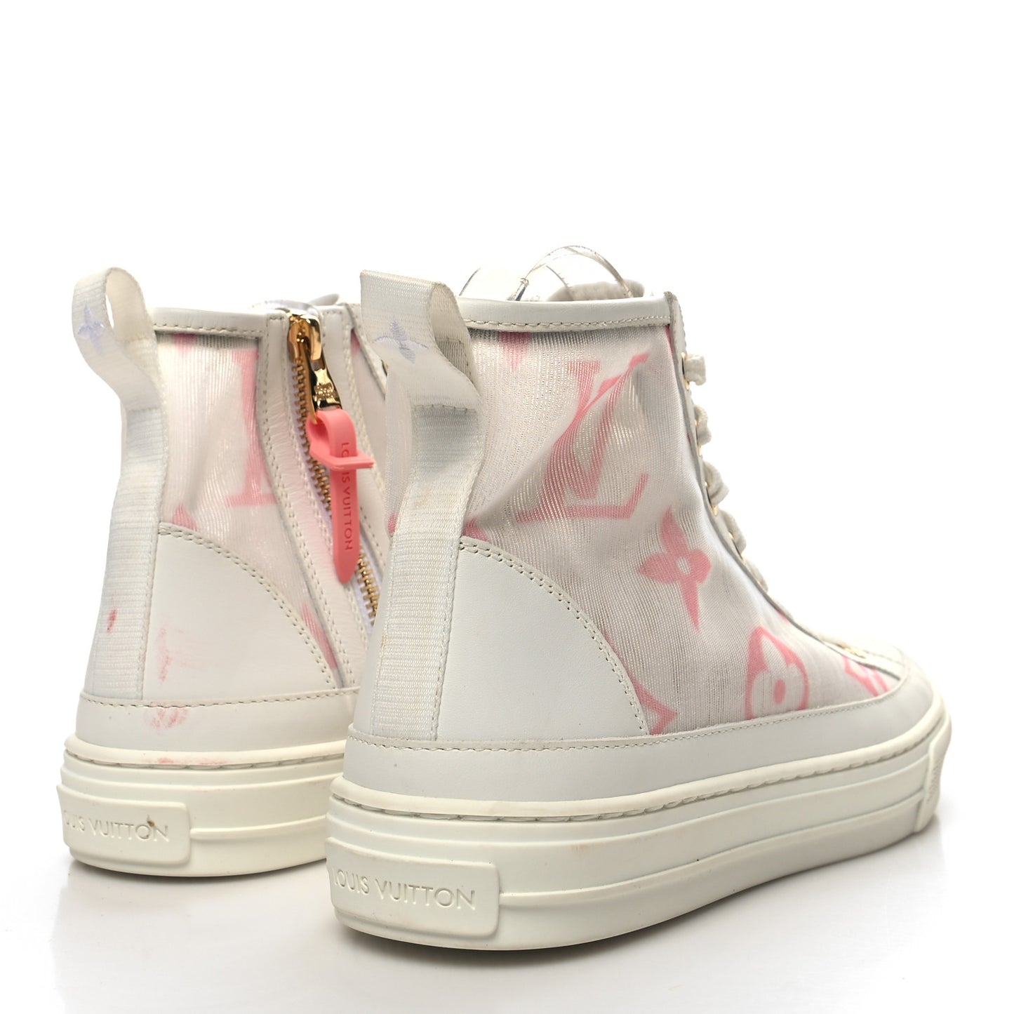 Technical Fabric Calfskin Monogram Giant Printed Stellar Sneaker Boots 38.5 Pink