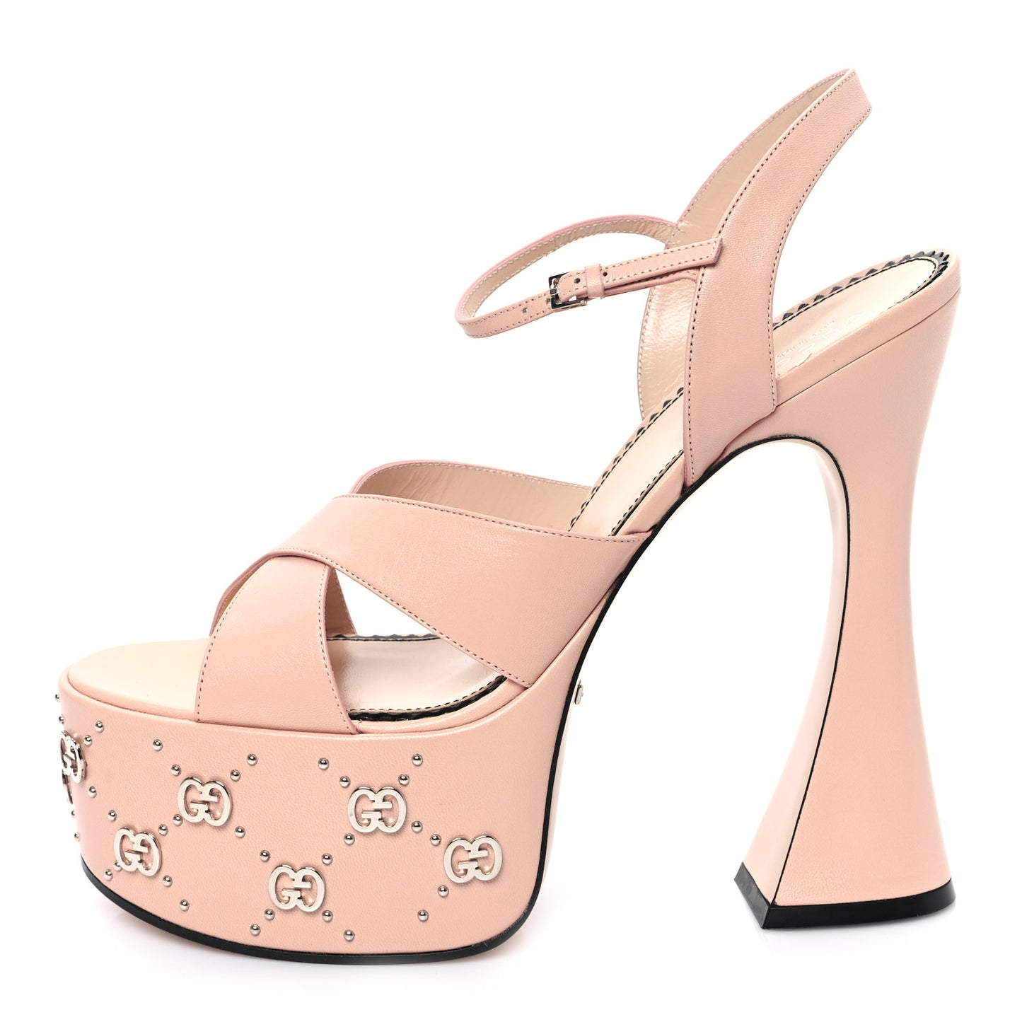 Malaga Kid Interlocking G Studs 155mm Platform Sandals 41 Perfect Pink