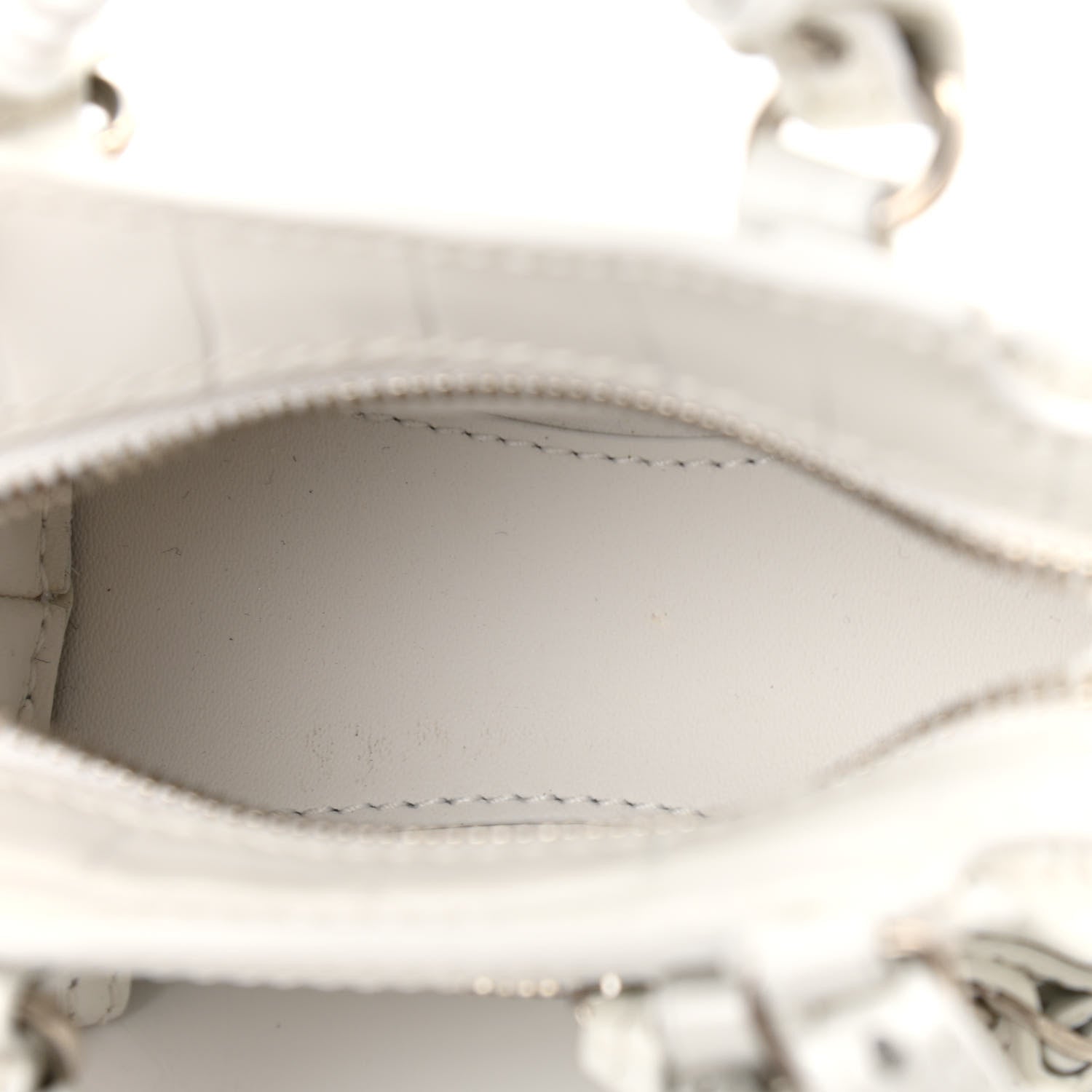 Balenciaga Extra Supple Calfskin Crocodile Embossed Neo Classic Silver Hardware Super Nano City Crossbody White 6 of 13