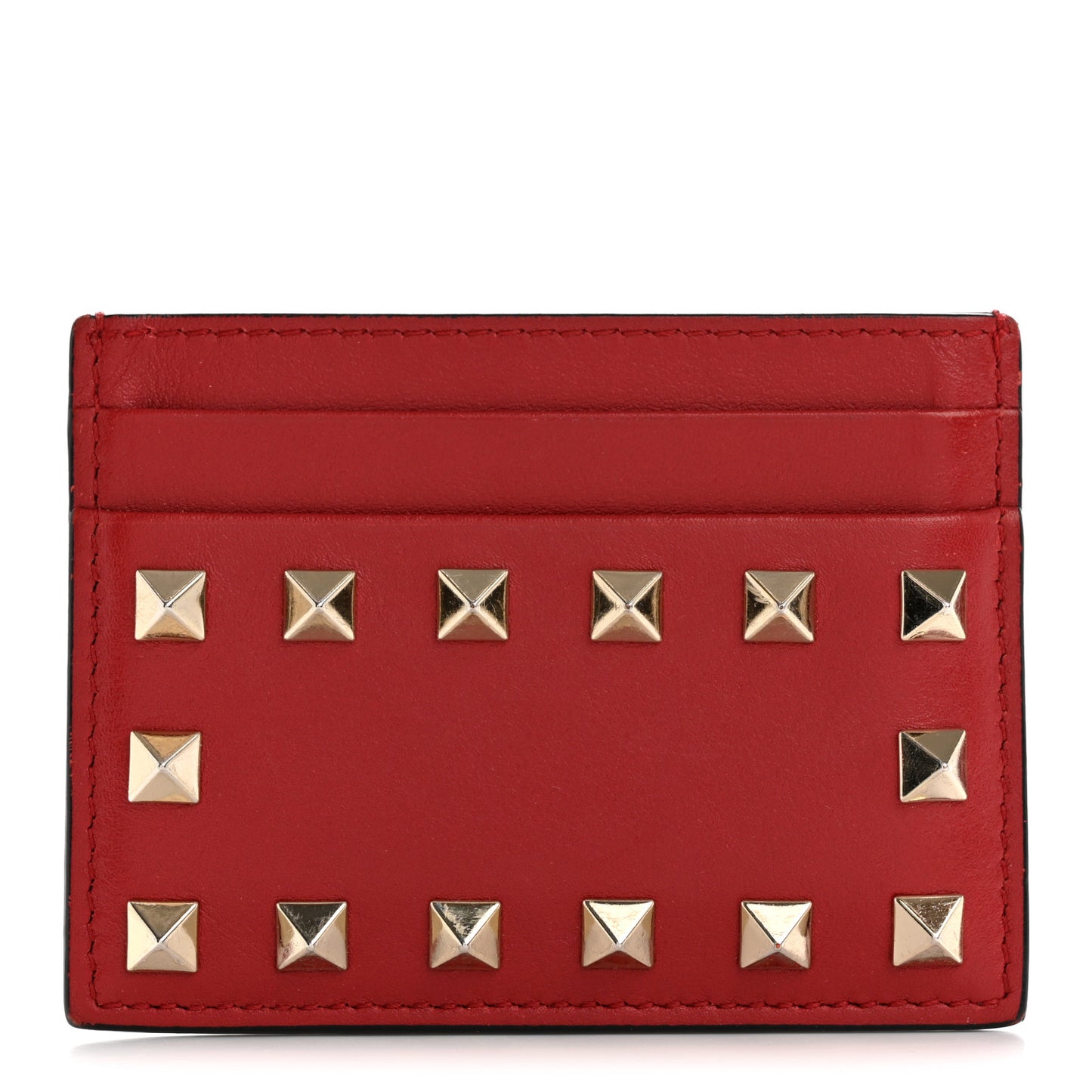 Vitello Rockstud Card Holder Rosso Valentino