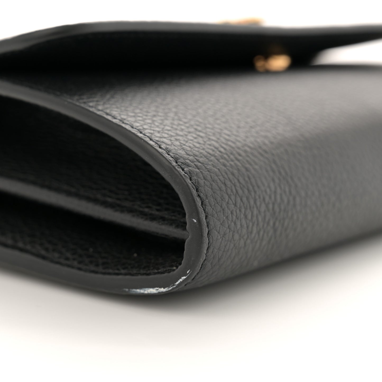 Grained Calfskin Virtus Wallet On Chain Black