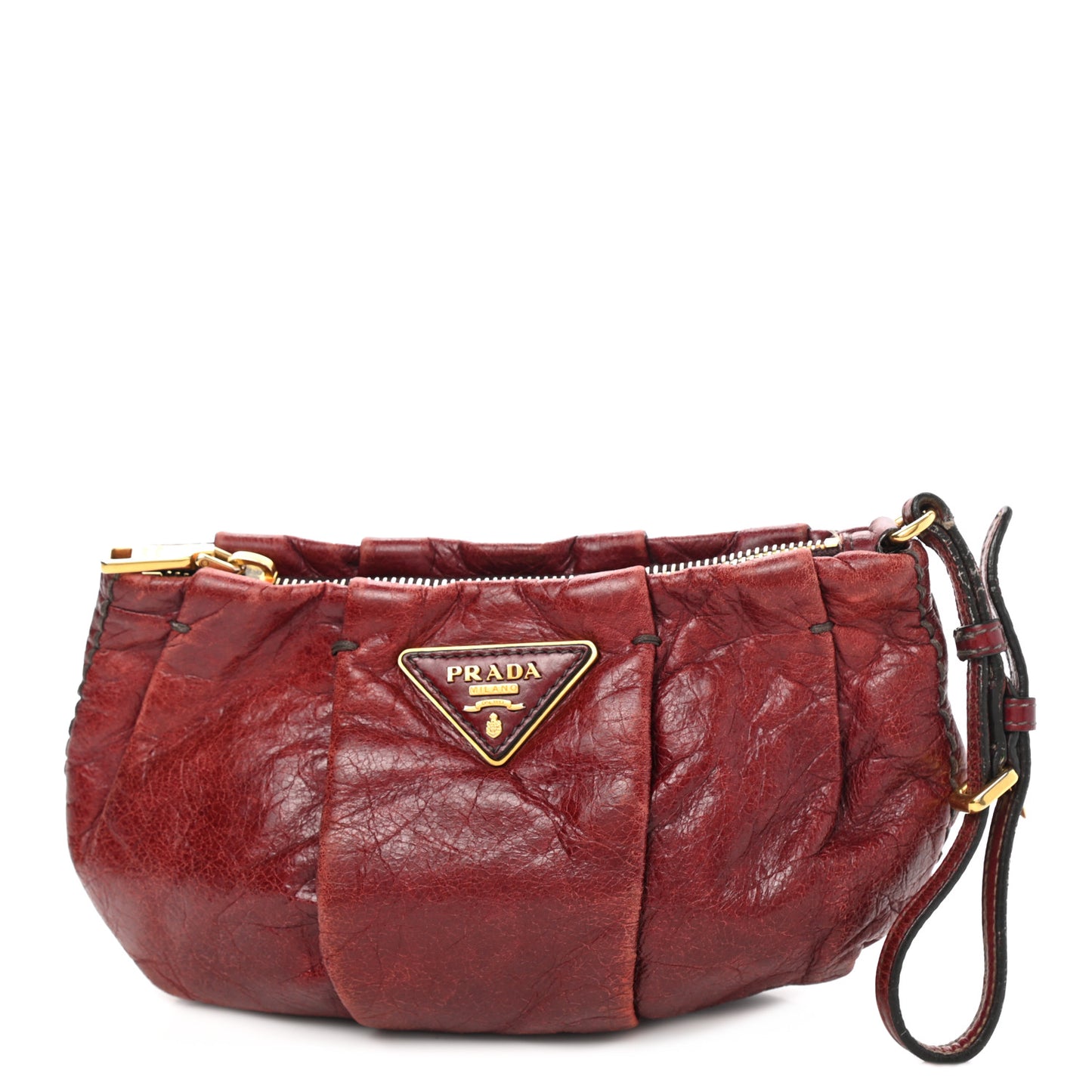 Vitello Shine Mordore Wristlet Clutch Red