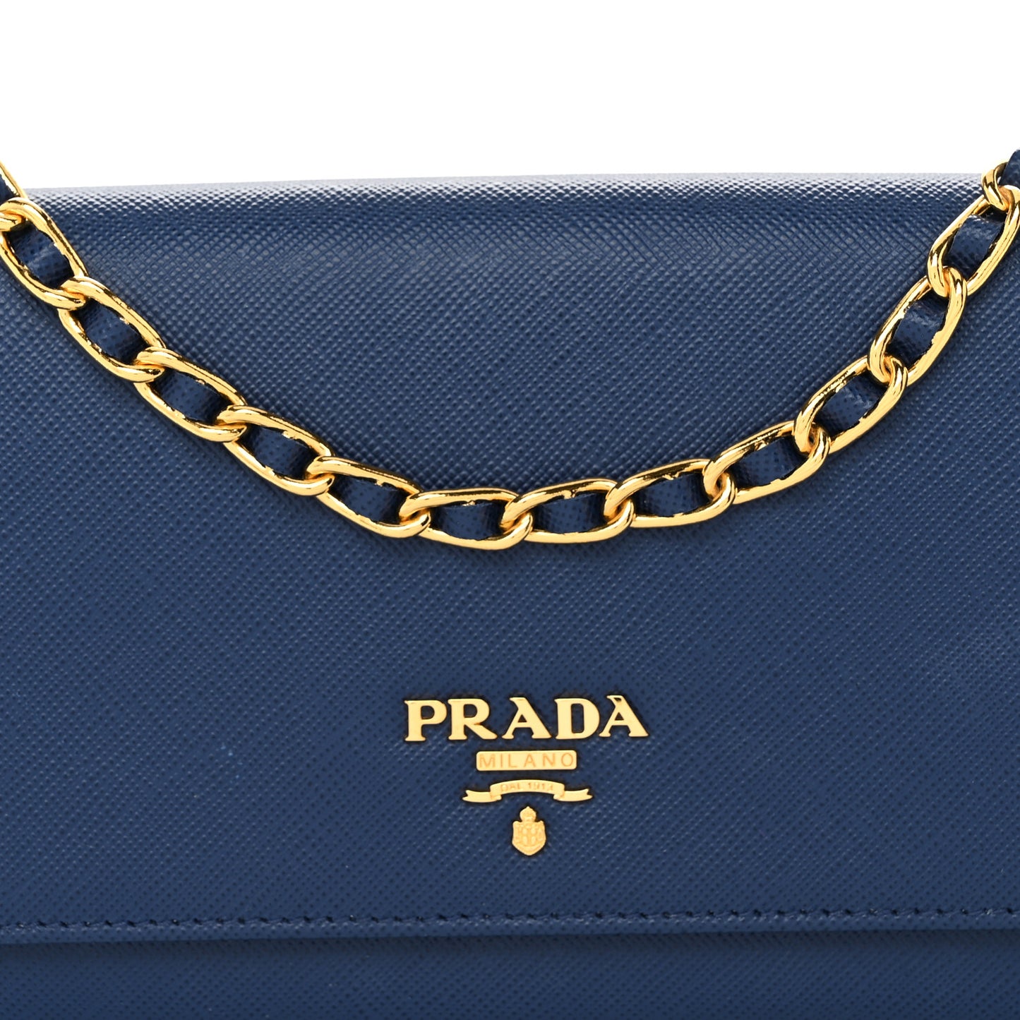 Saffiano Metal Oro Chain Wallet Bleuette