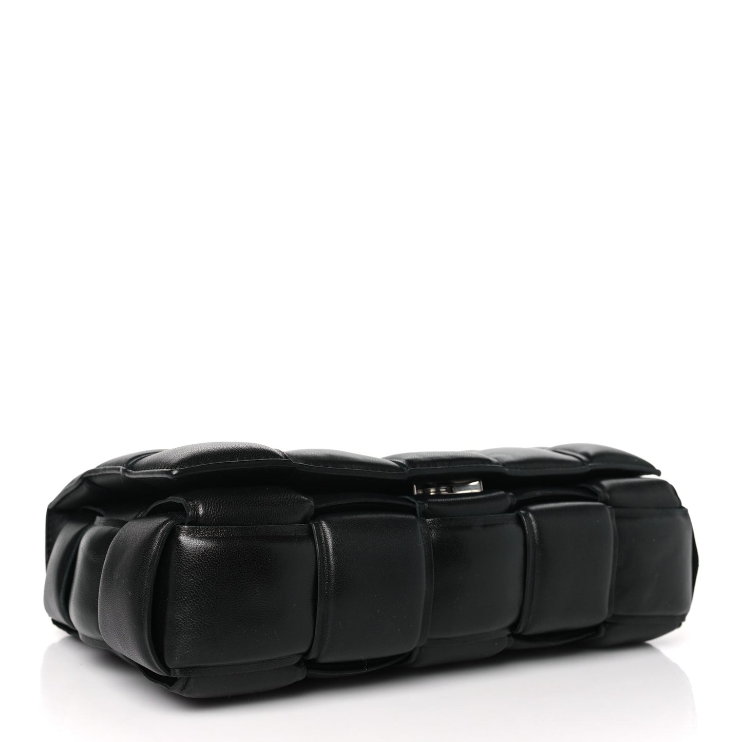 BOTTEGA VENETA Lambskin Maxi Intreccio Padded Chain Cassette Crossbody Bag Black