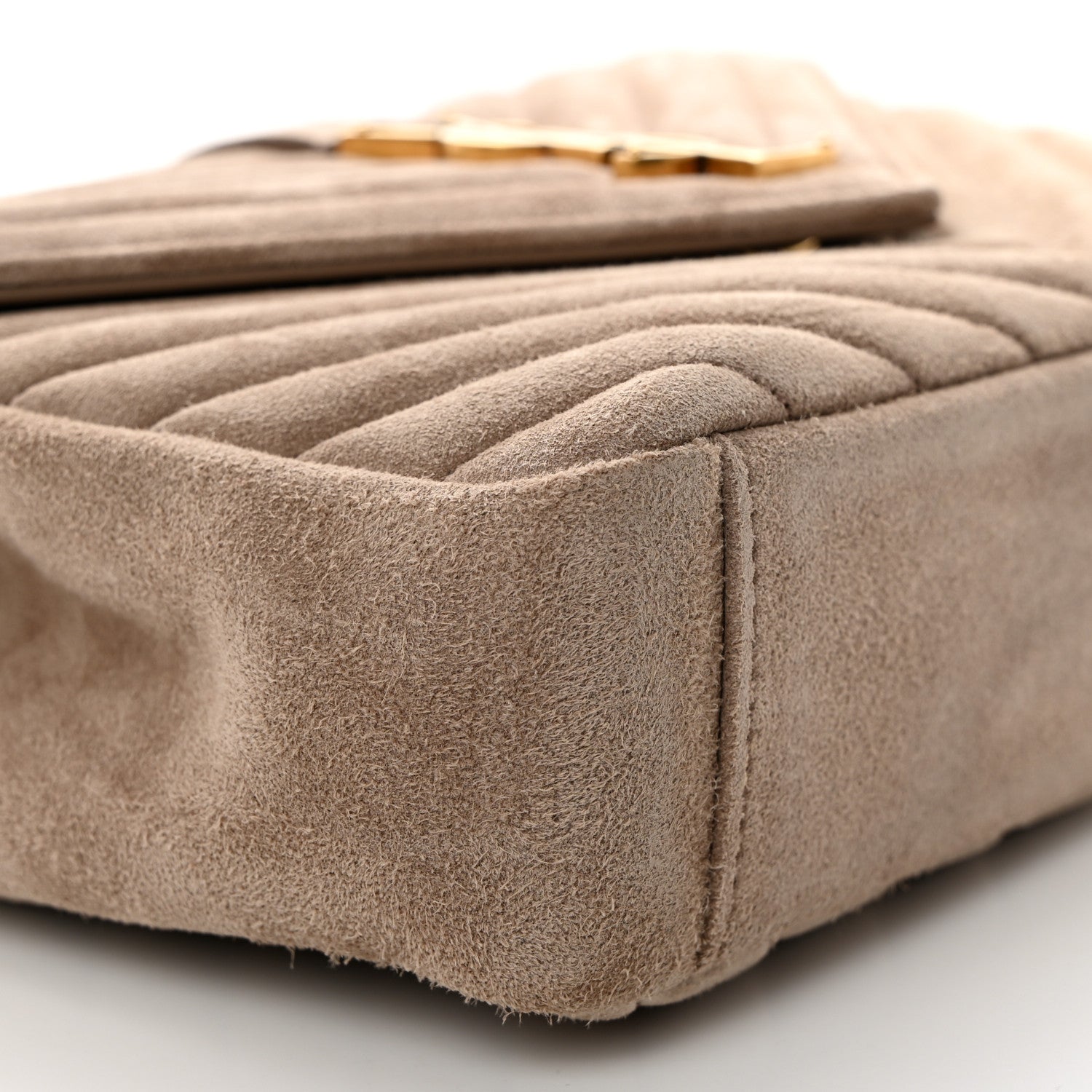 Saint Laurent Suede Matelasse Chevron Monogram Medium College Bag Taupe 10 of 11