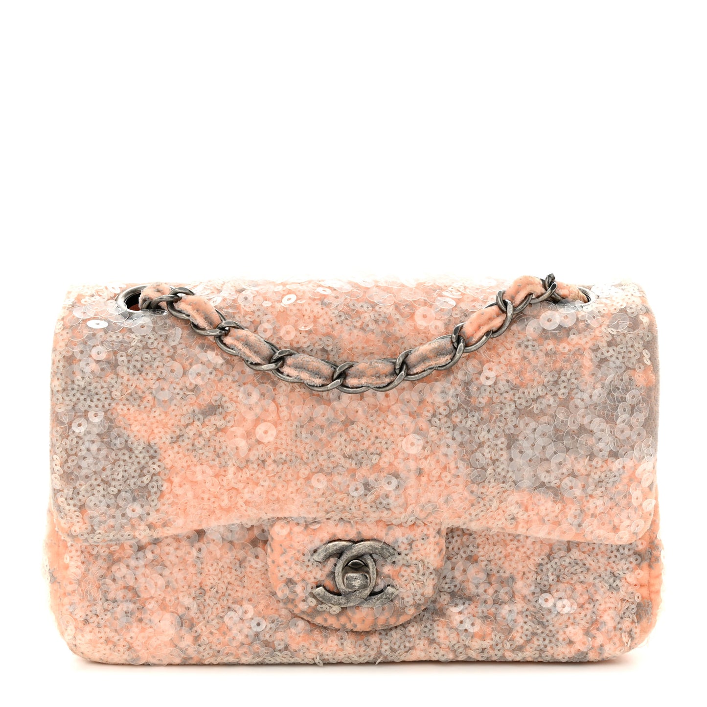Sequin Mini Flap Light Orange Grey