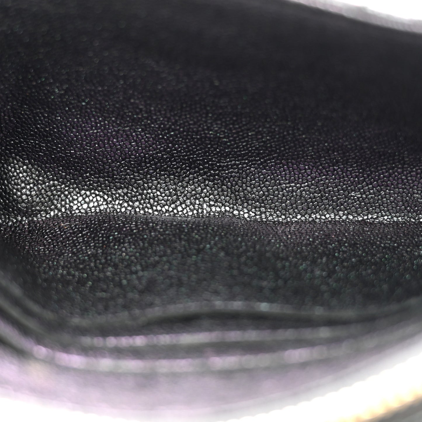 Iridescent Caviar Quilted Classic Zip Pouch Black