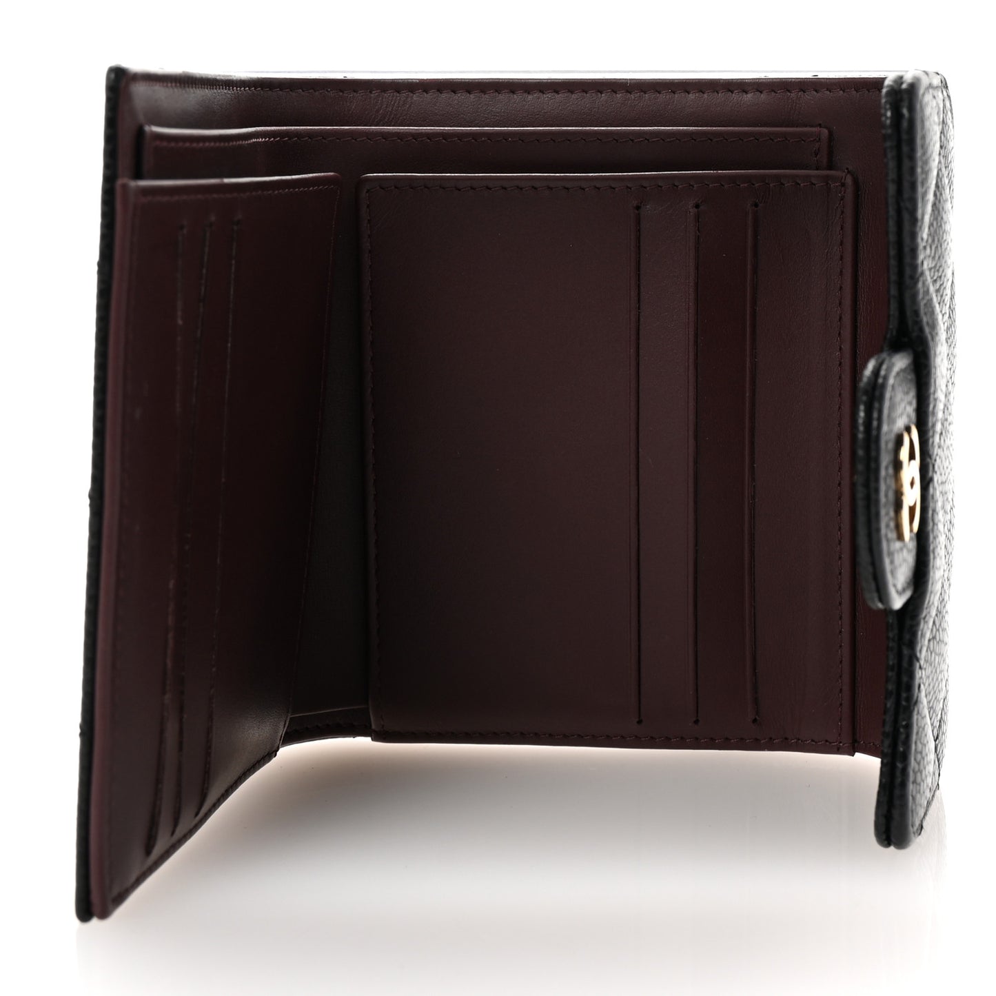 Caviar Quilted Compact Flap Wallet Black