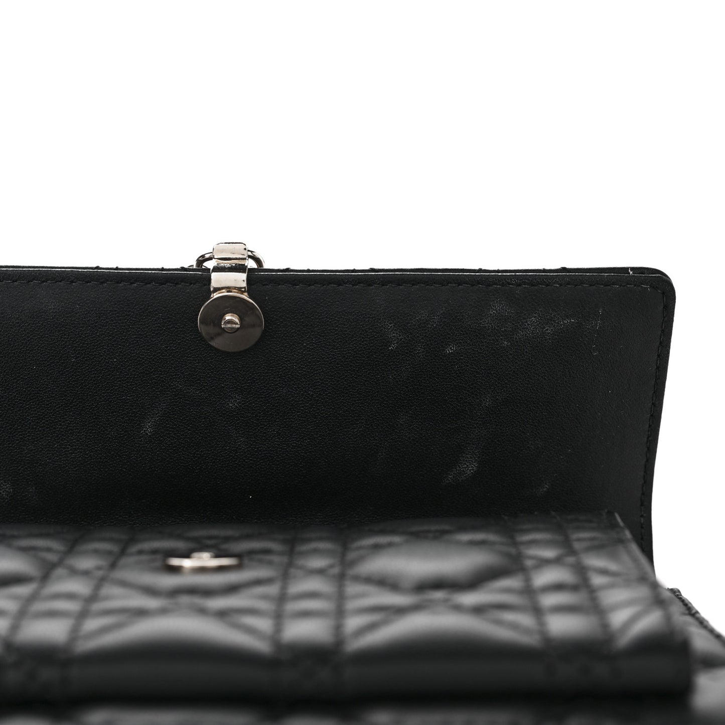 Lambskin Cannage Lady Dior Chain Pouch Black
