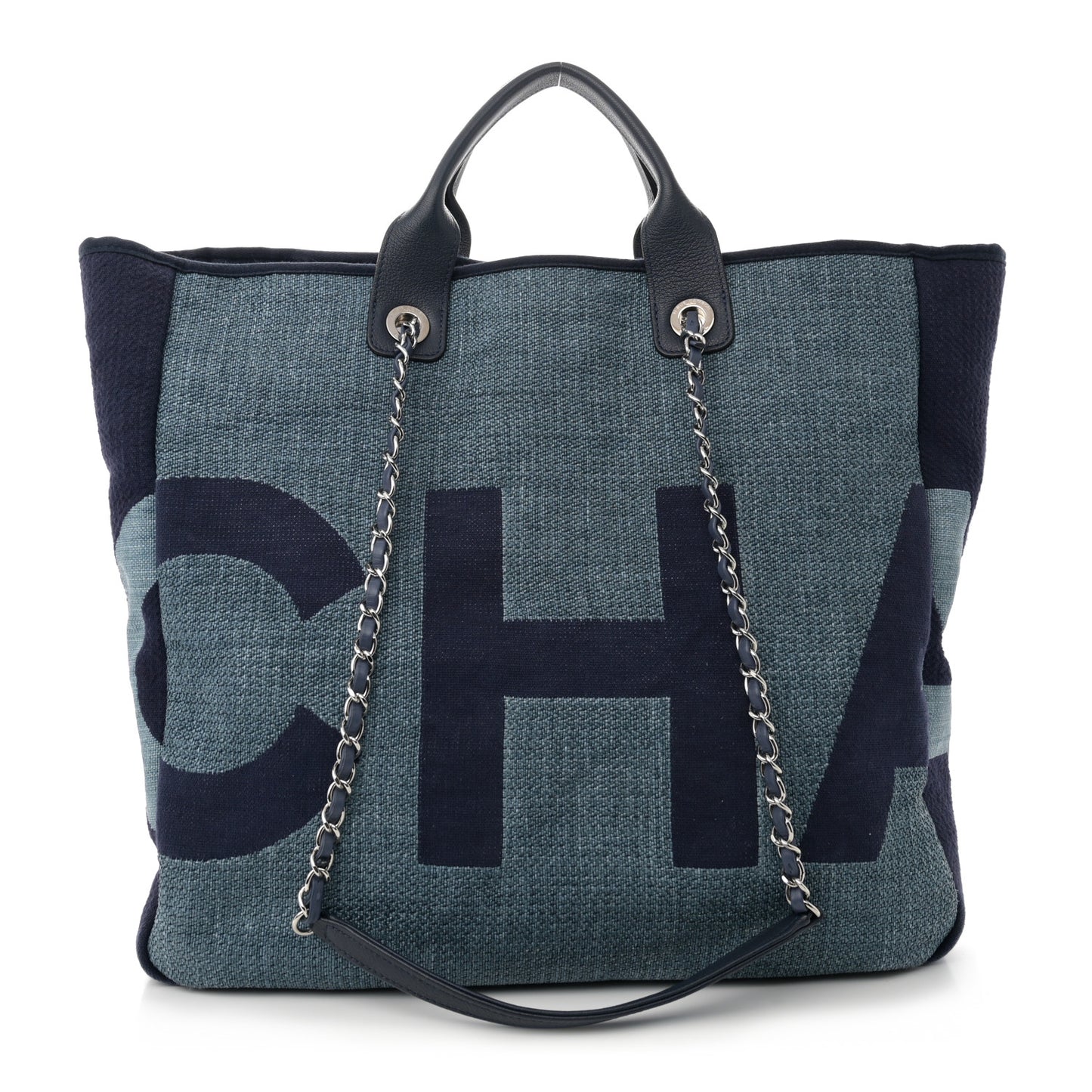 Canvas Large Shopping Tote Dark Blue