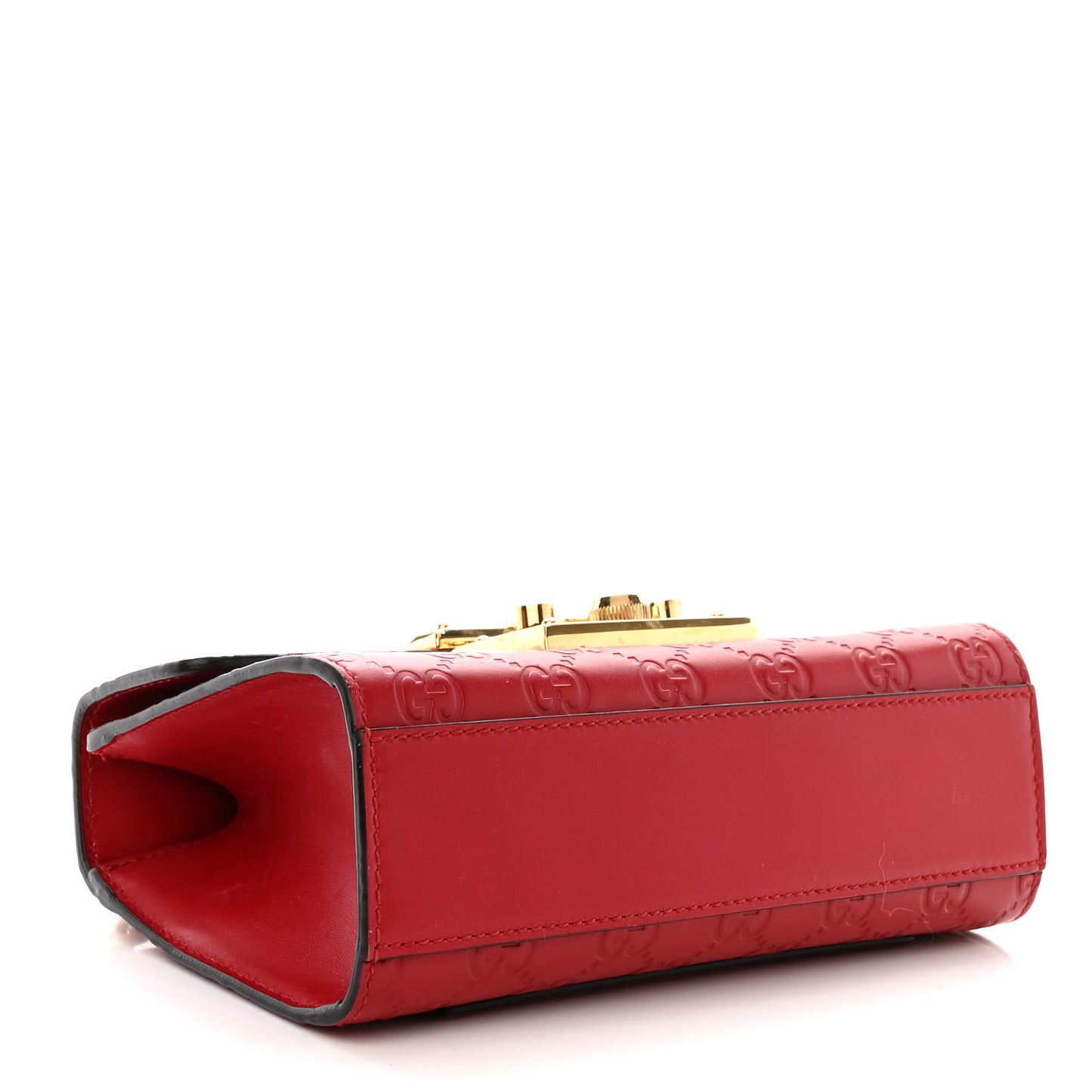 Guccissima Small Padlock Shoulder Bag Hibiscus Red