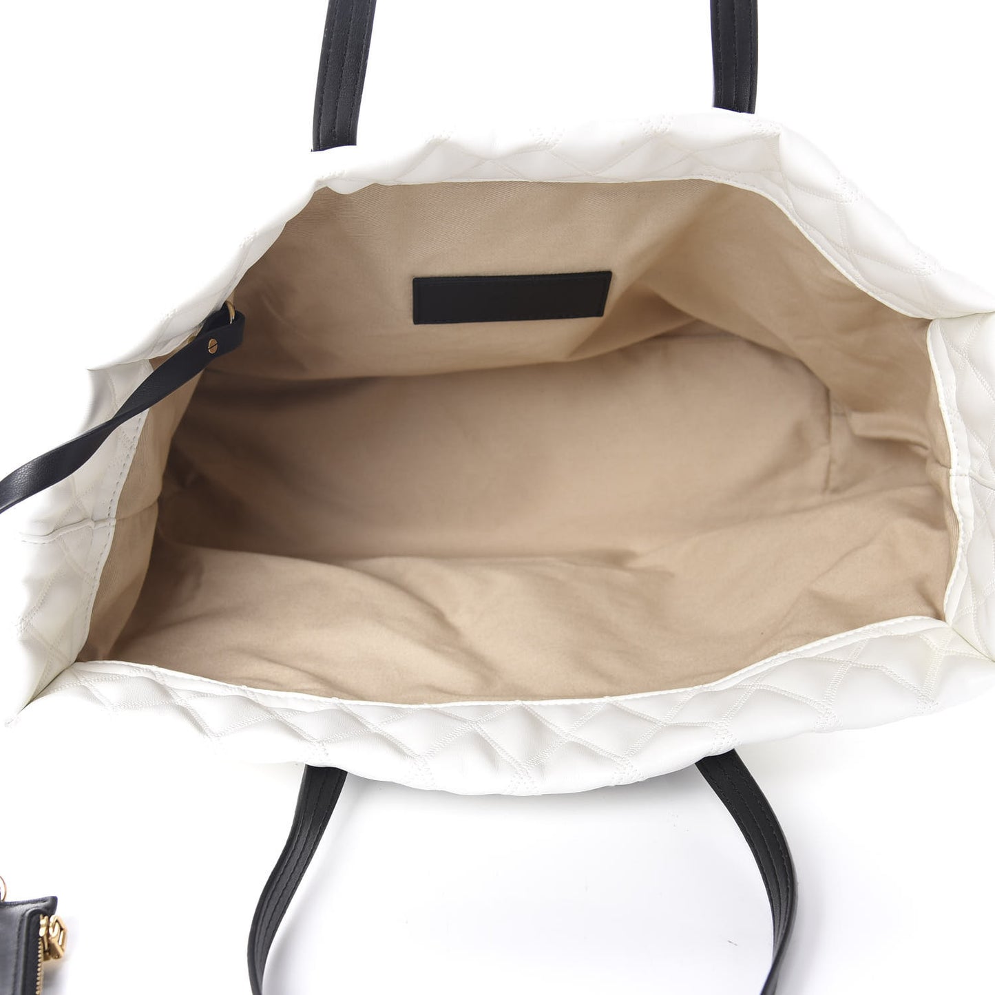 Rubber Effect Canvas Quilted Duo Shopper Tote White