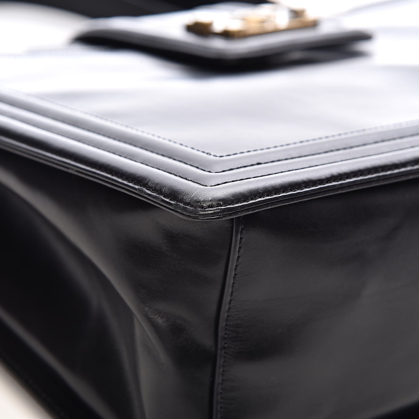 Glazed Calfskin Boy Tote Black