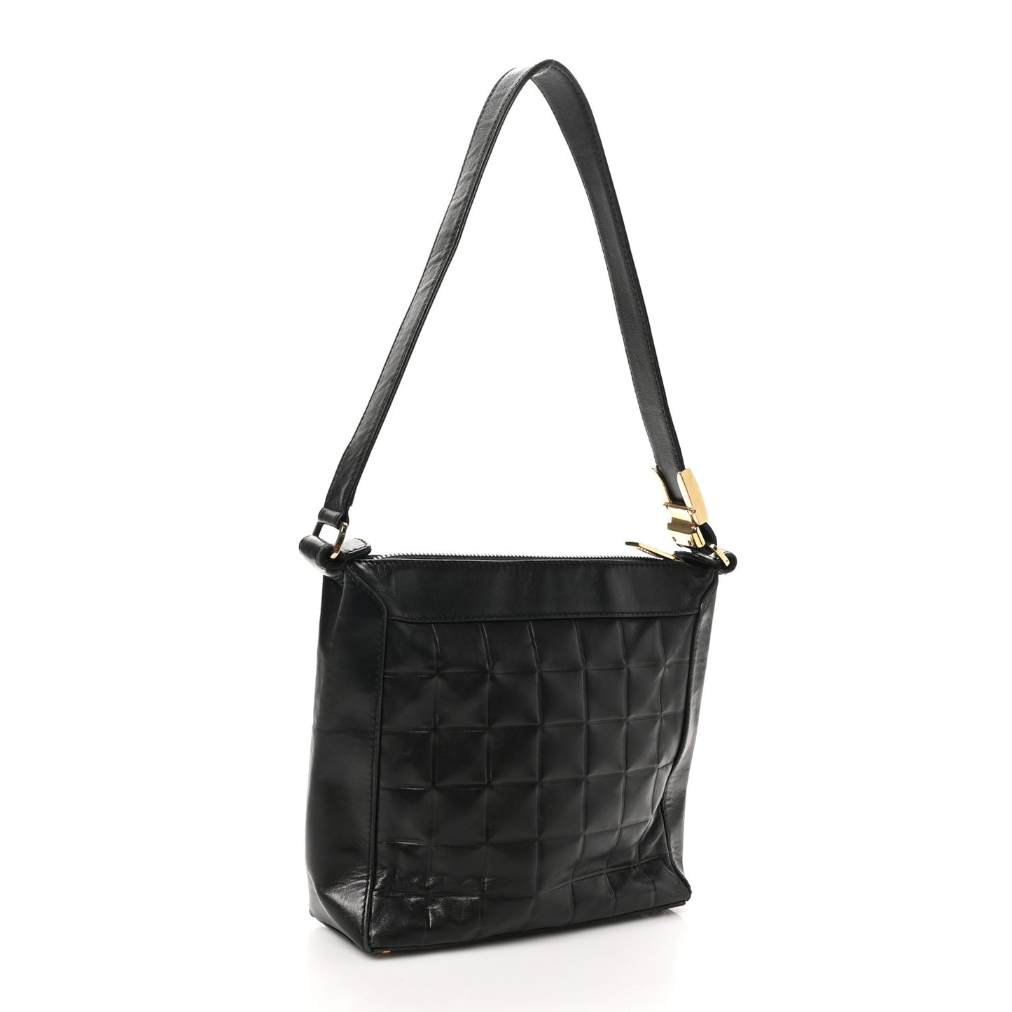 Lambskin Quilted Small Chocolate Bar Shoulder Bag Black