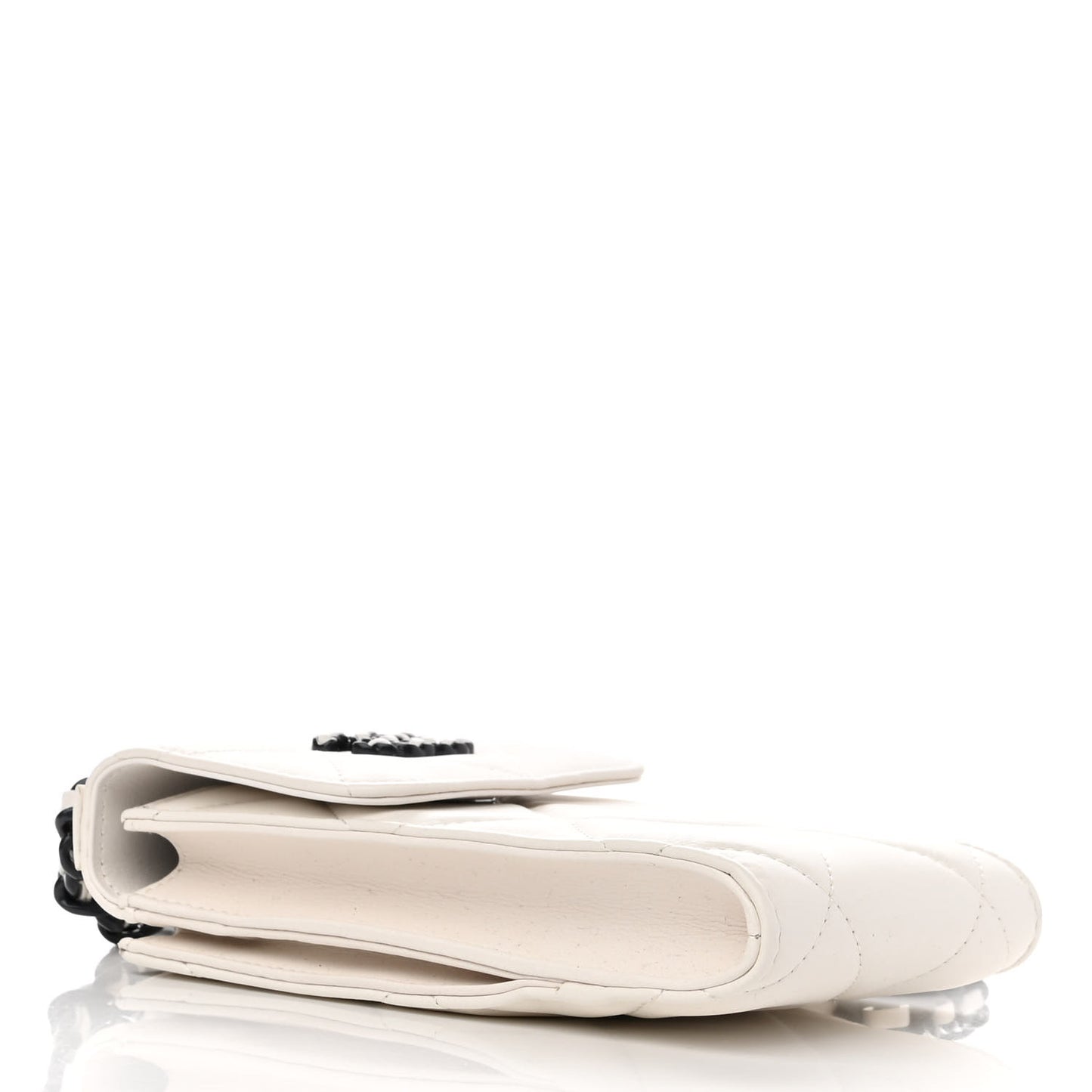 Lambskin Quilted Chanel 19 Phone Holder With Chain White