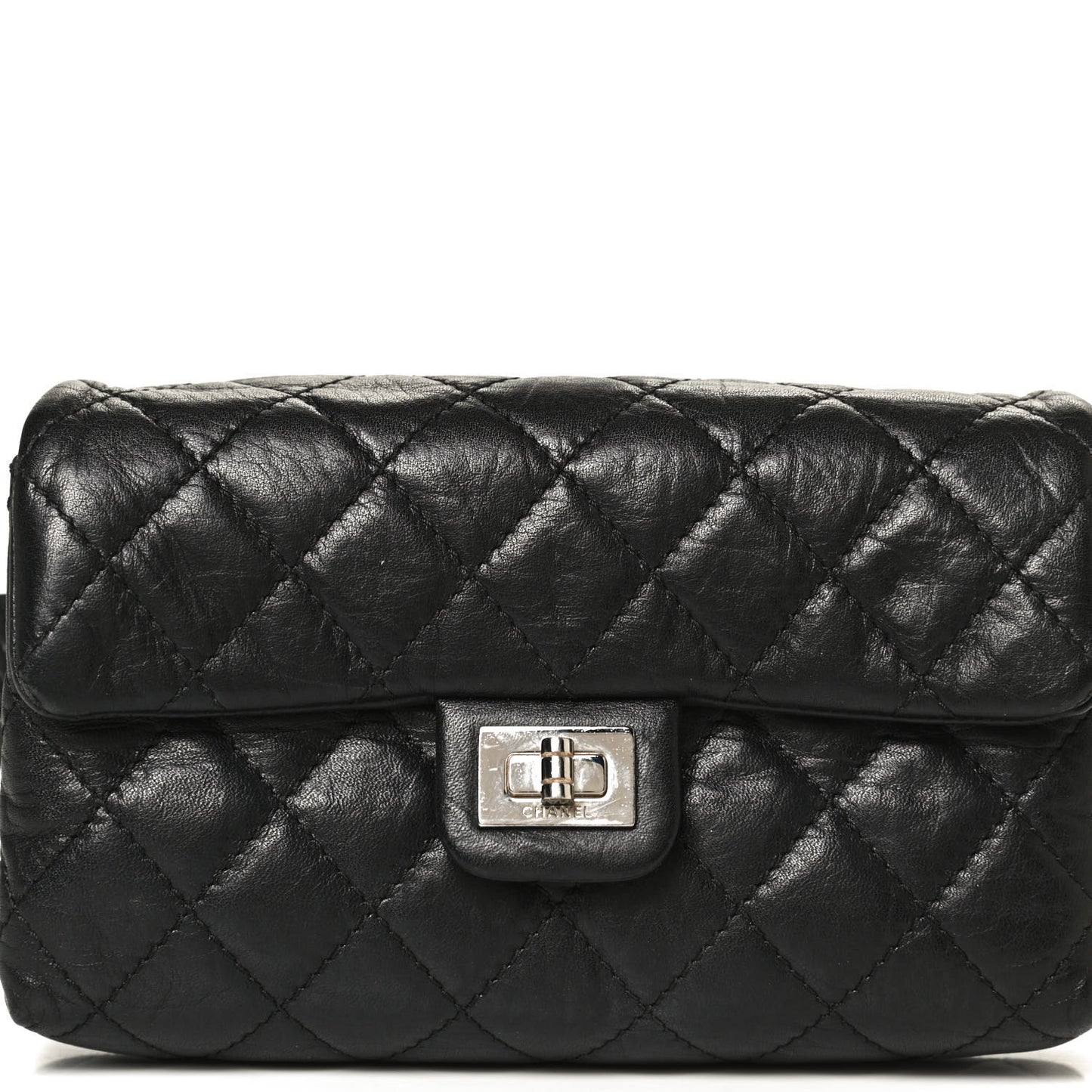 Aged Calfskin Quilted 2.55 Reissue Flap Belt Bag Clutch Black