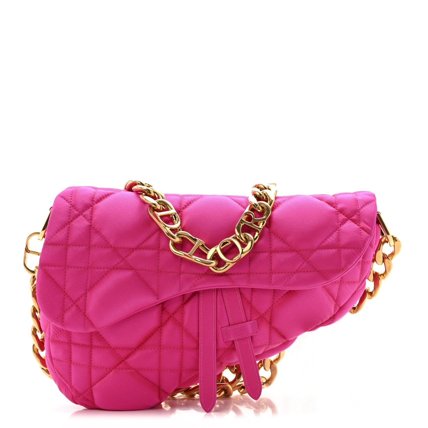Christian Dior X ERL Satin Cannage Micro Venice Saddle Bag Fuchsia