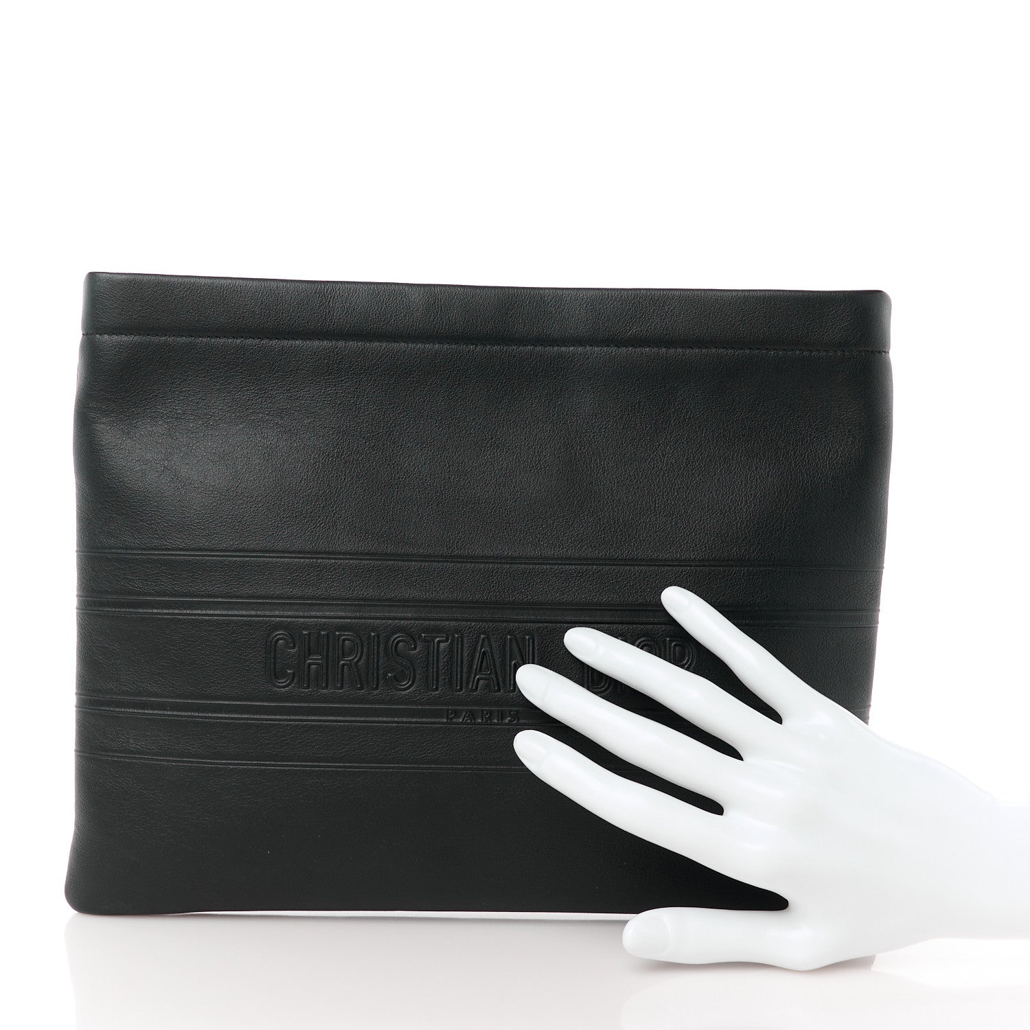 Christian Dior Calfskin Medium Diordouble Zip Pouch Black 2 of 10