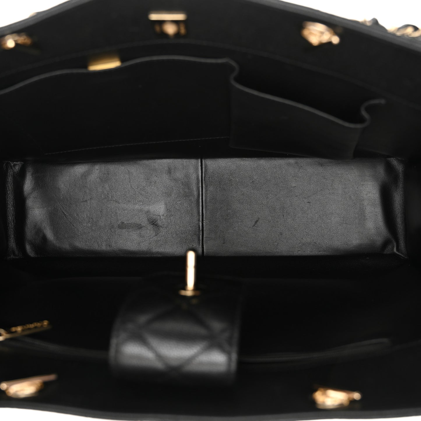 Caviar Quilted Large Shopping Tote Black