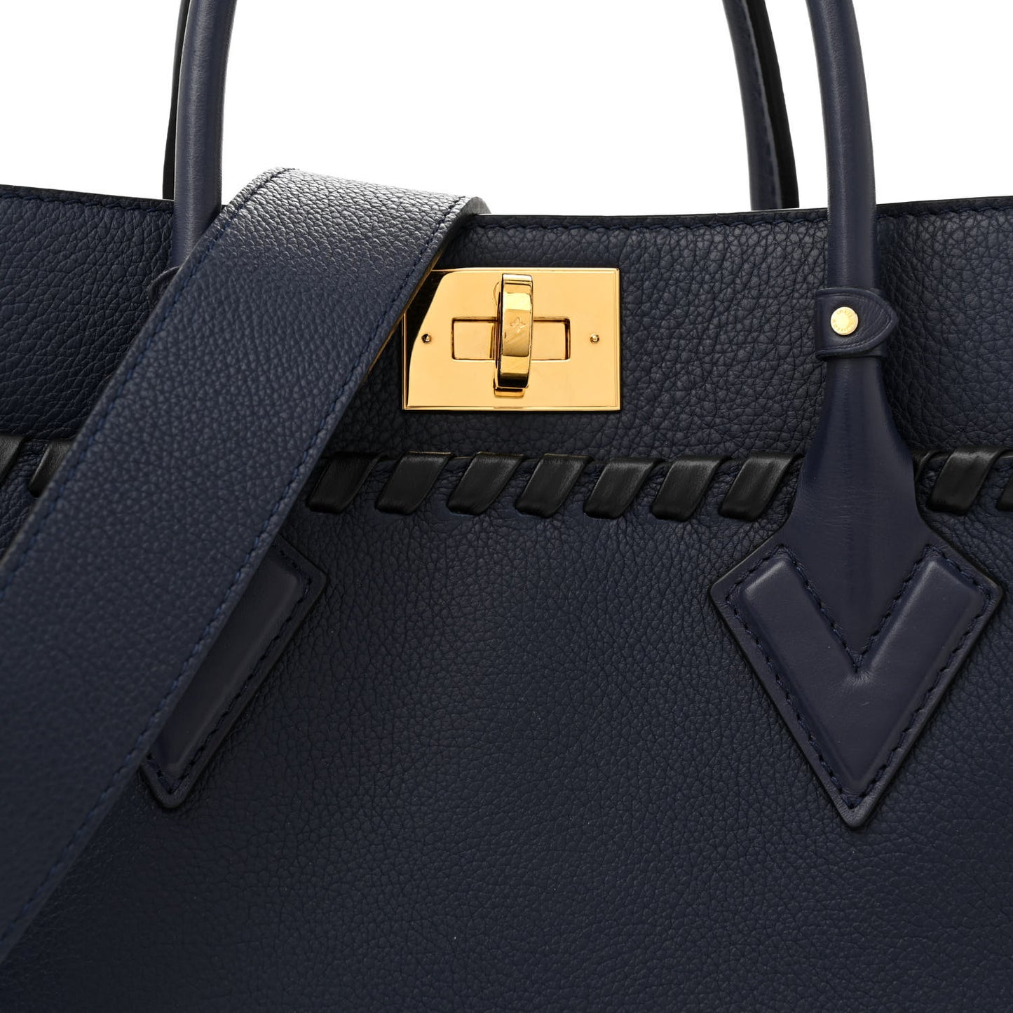 Calfskin Mahina Braided On My Side MM Navy