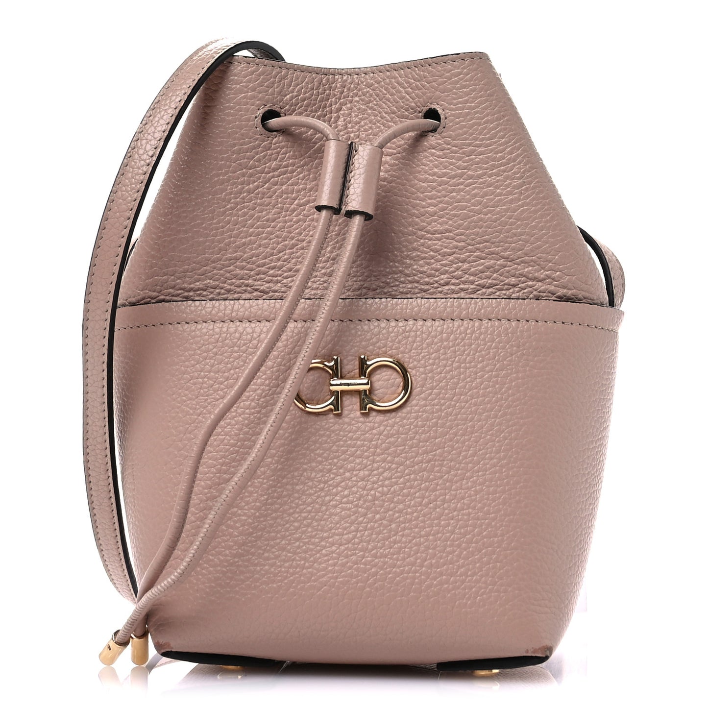 Grained Calfskin Mini Gancino Bucket Bag Amaretti