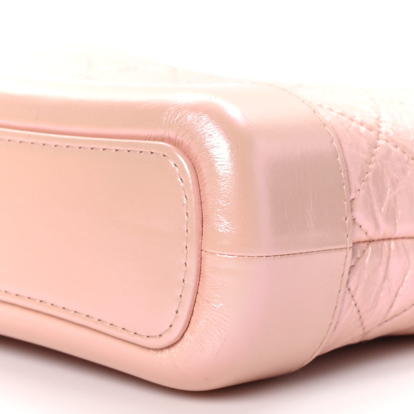 Iridescent Aged Calfskin Quilted Small Gabrielle Hobo Rose