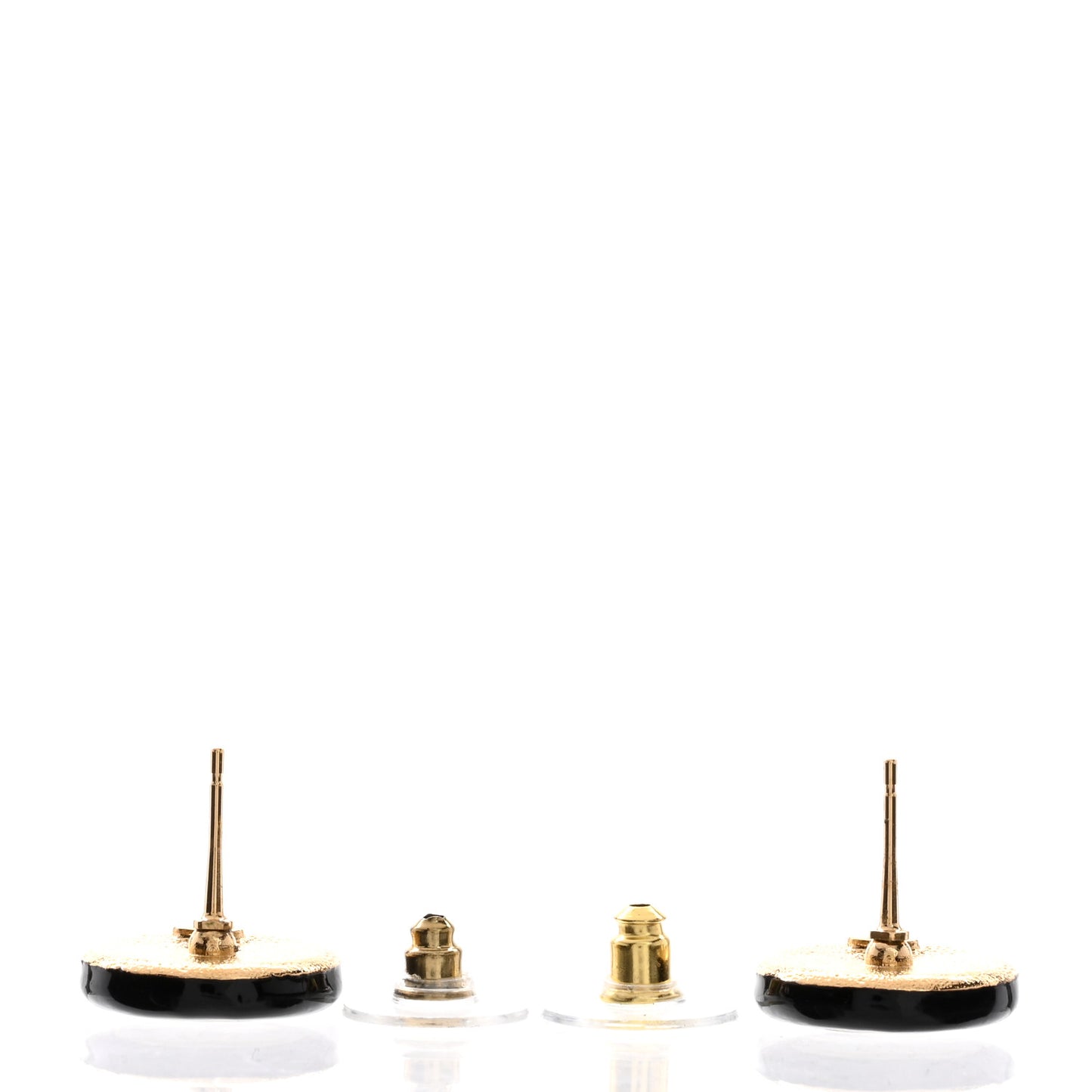 Enamel CC Stud Earrings Black White