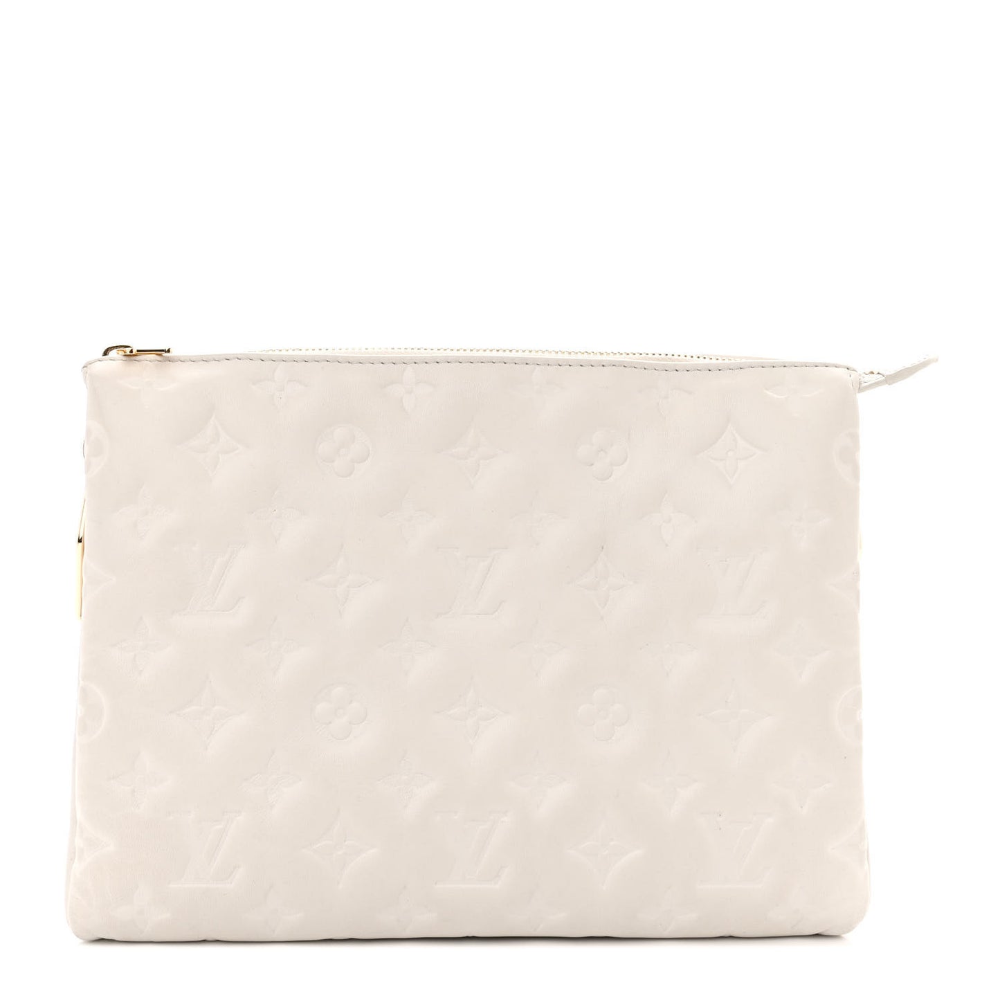 Lambskin Embossed Monogram Coussin PM Beige Cream