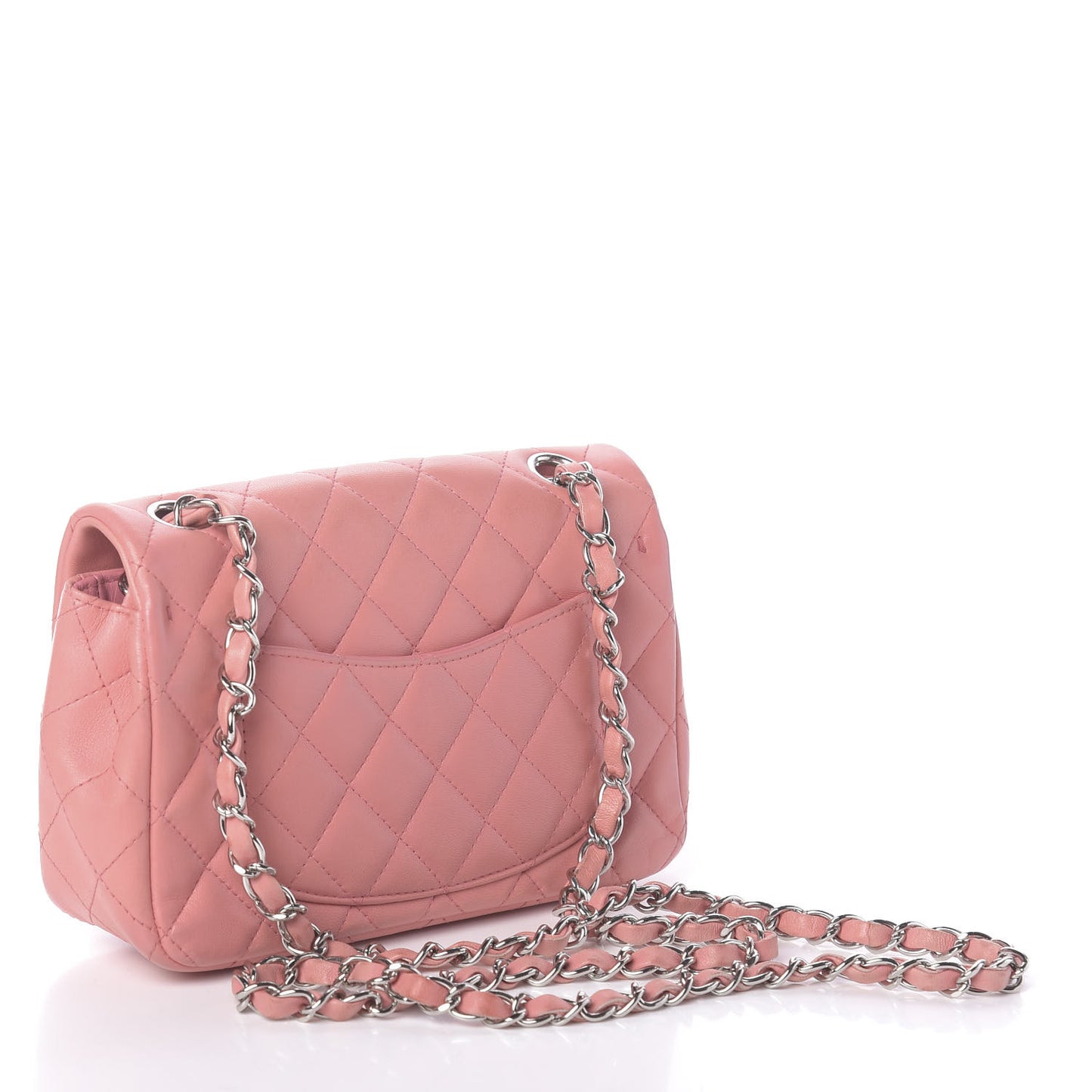 Lambskin Quilted Mini Rectangular Flap Pink