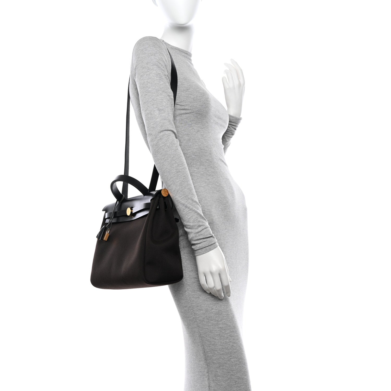 Hermes Military Toile Vache Hunter Herbag Zip Retourne 31 PM Ebene Black 3 of 11