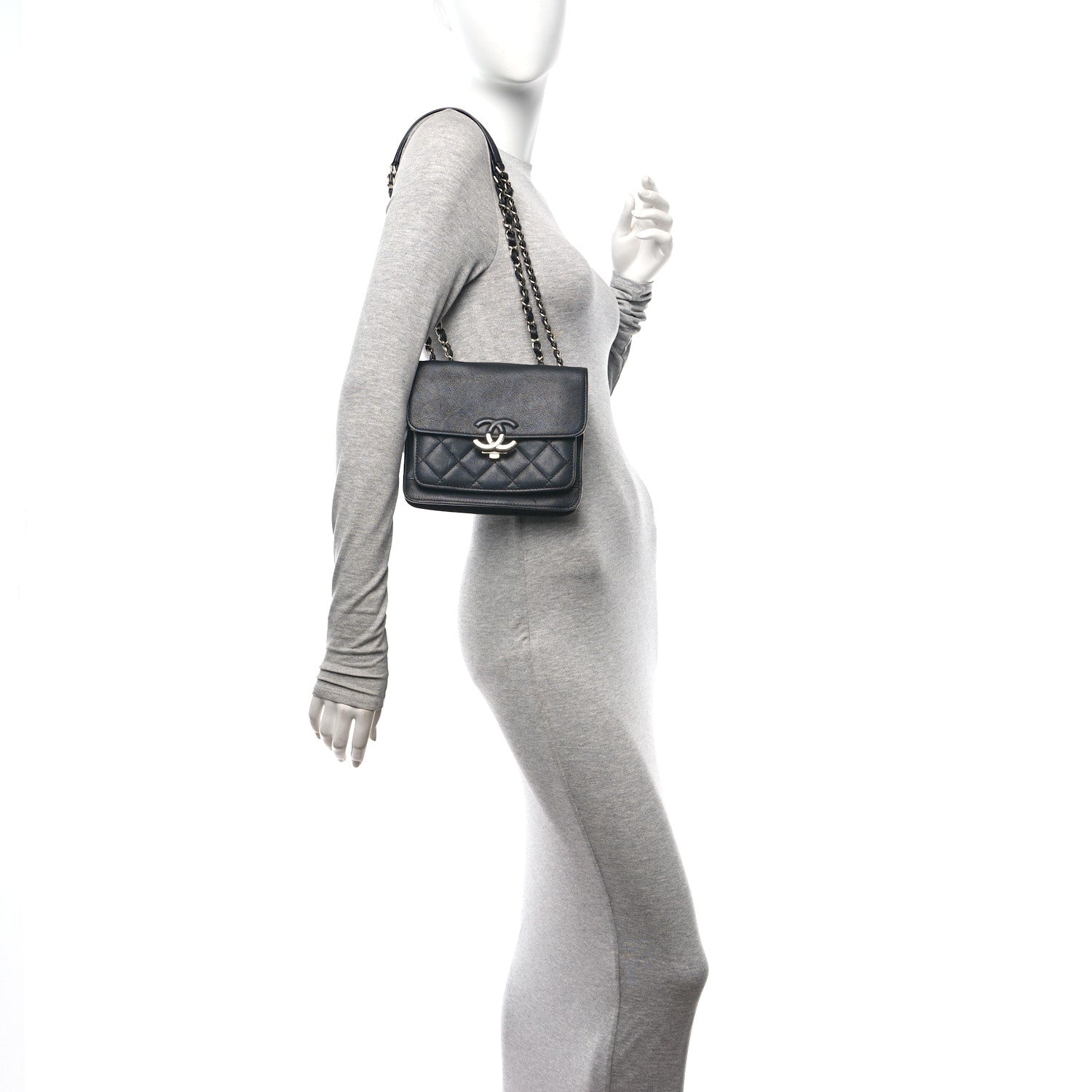 Chanel Grained Calfskin Quilted Small CC Box Top Handle Flap Black 3 of 10