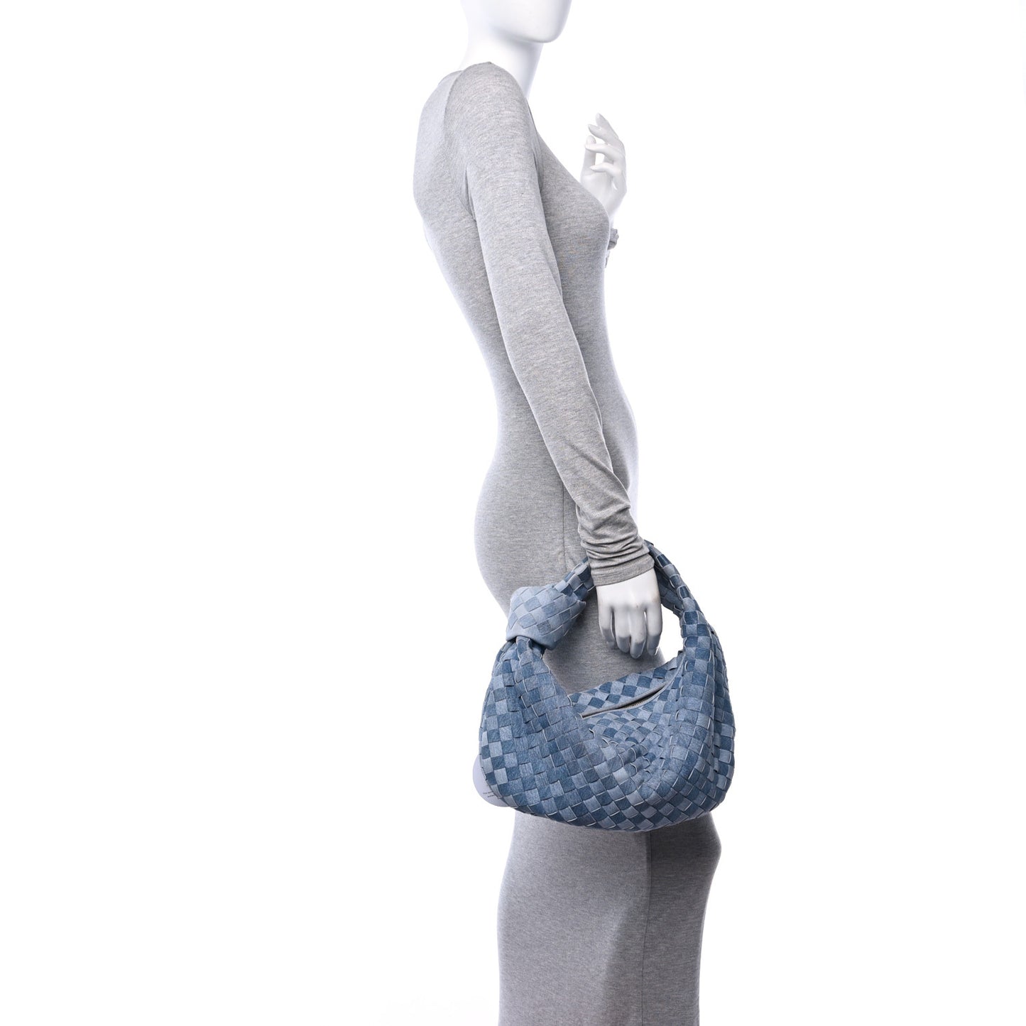 Nappa Denim Effect Intrecciato Teen Jodie Hobo Denim