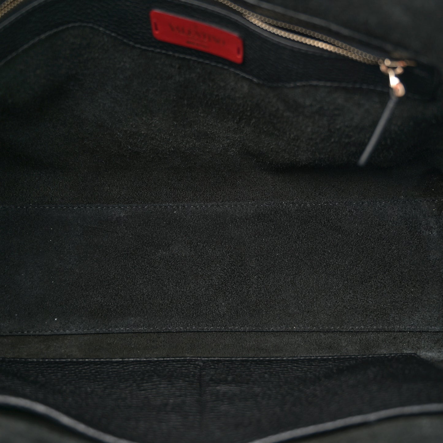 Grained Calfskin Rockstud Shoulder Tote Black