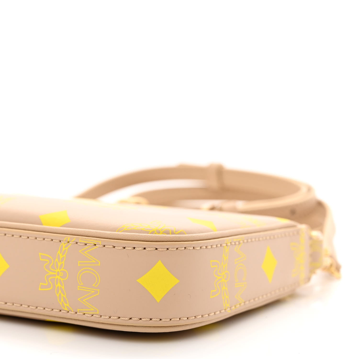 MCM Calfskin Color Splash Mini Pouch on Chain Croissant 9 of 9