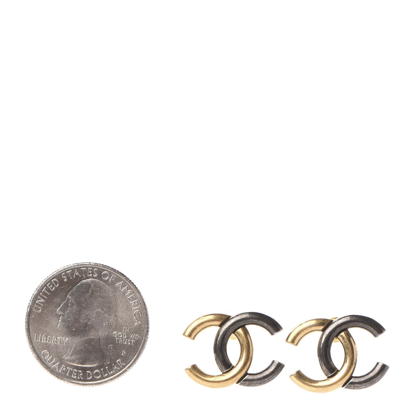 Metal CC Earrings Gold Ruthenium
