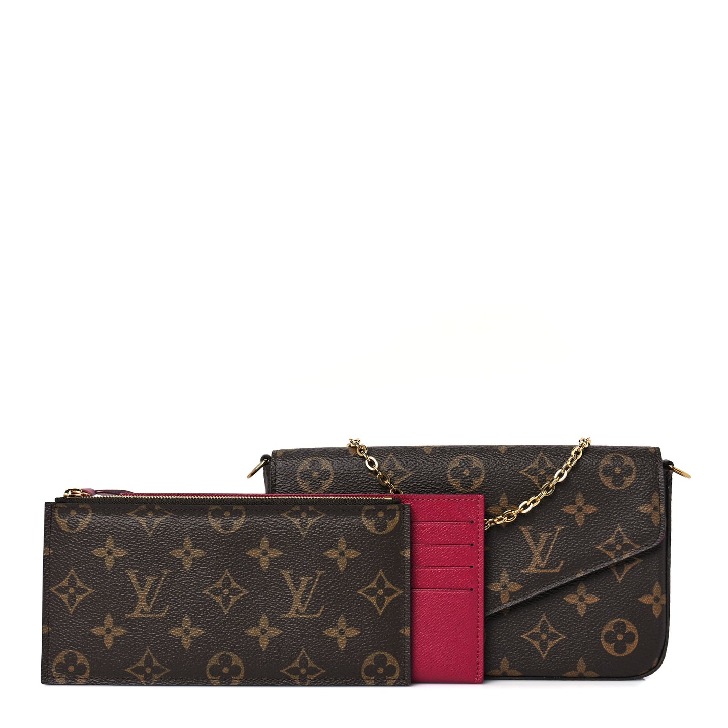 Monogram Pochette Felicie Chain Wallet Fuchsia