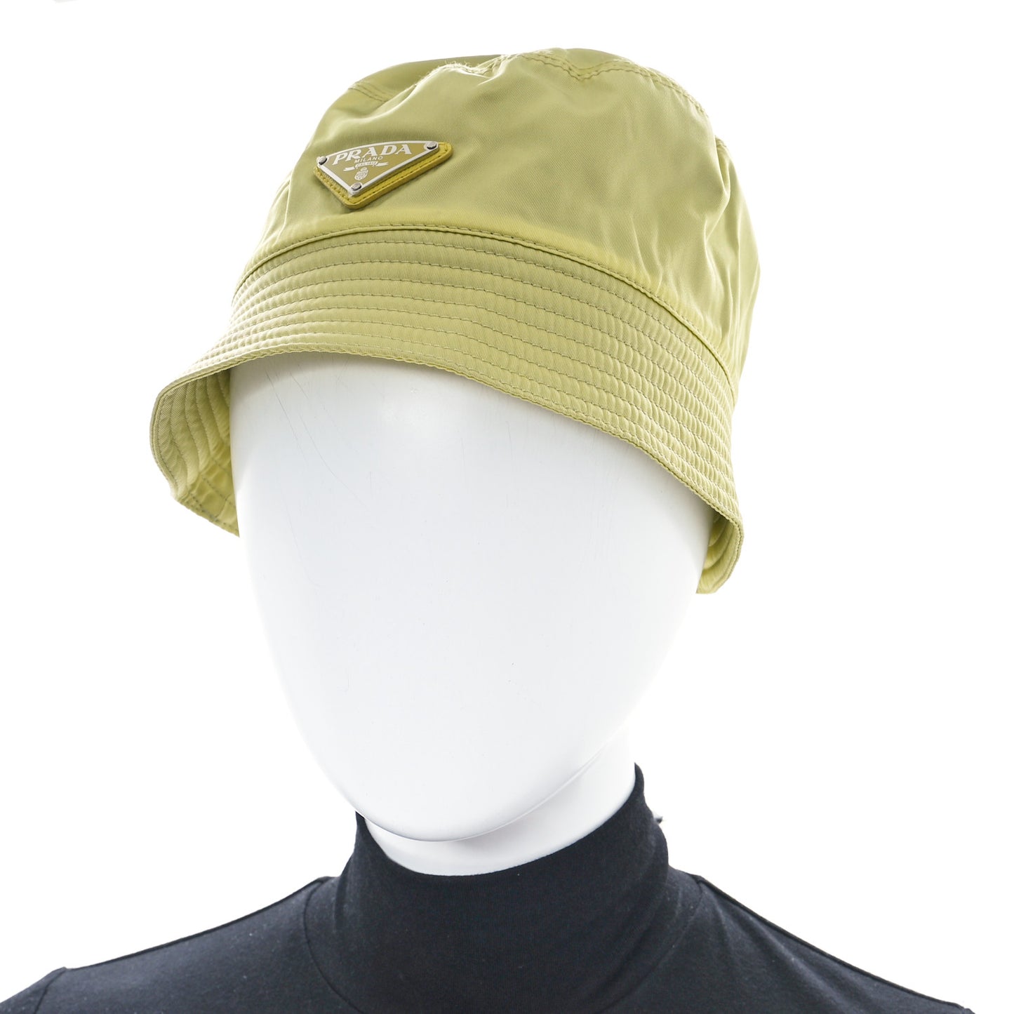 Re-Nylon Metal Triangle Logo Mens Bucket Hat M Giallo