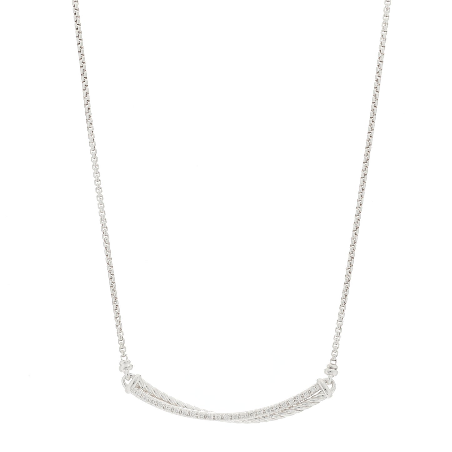 Sterling Silver Diamond Crossover Bar Necklace