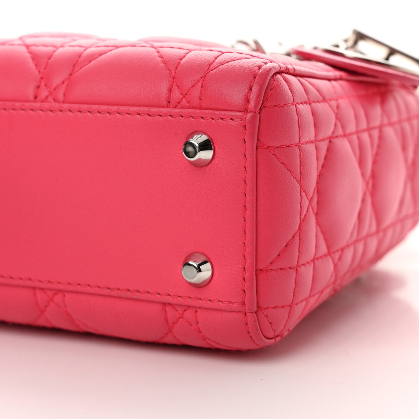 Lambskin Cannage Mini Lady Dior Hot Pink