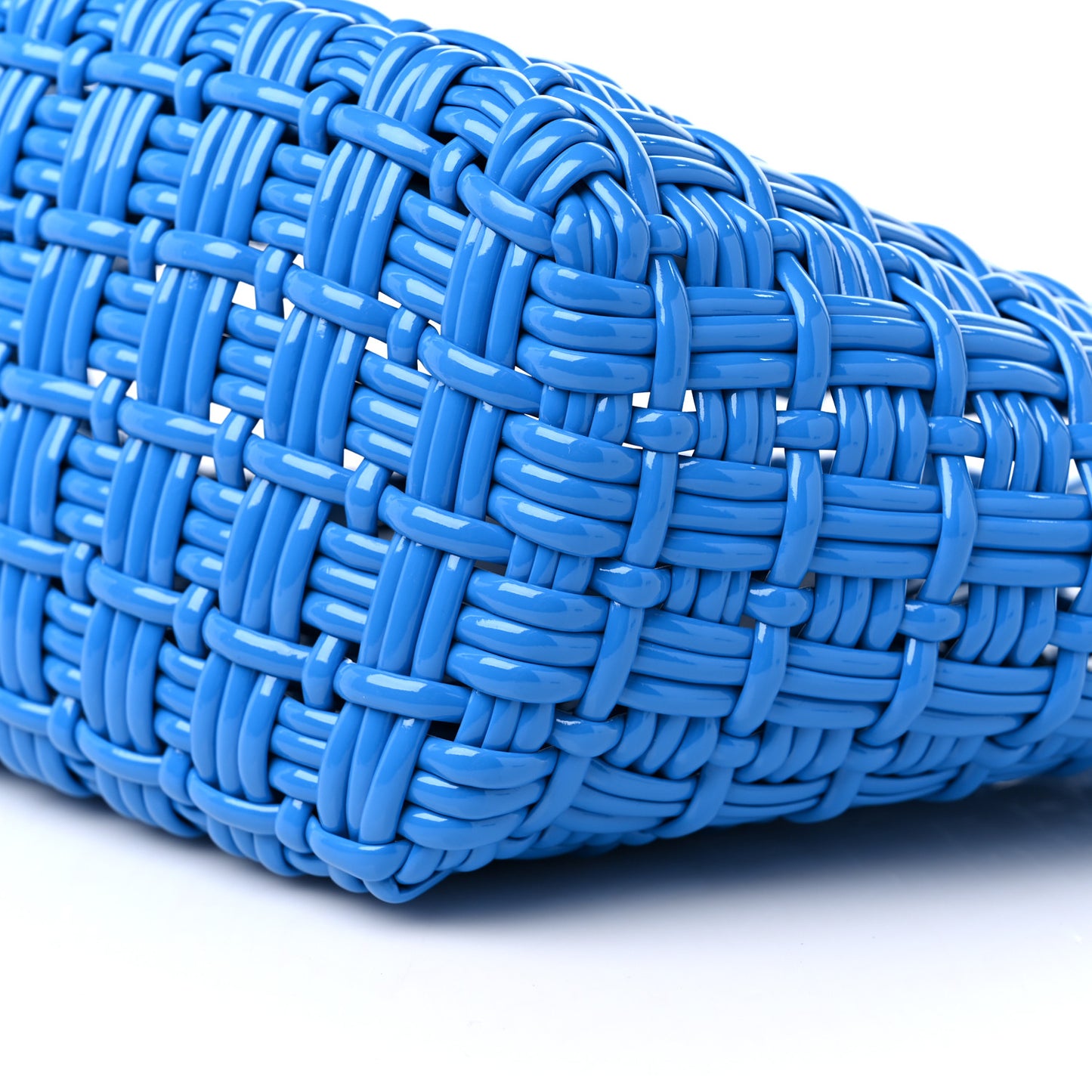 Varnished Faux Calfskin Braided XS Bistro Basket Blue