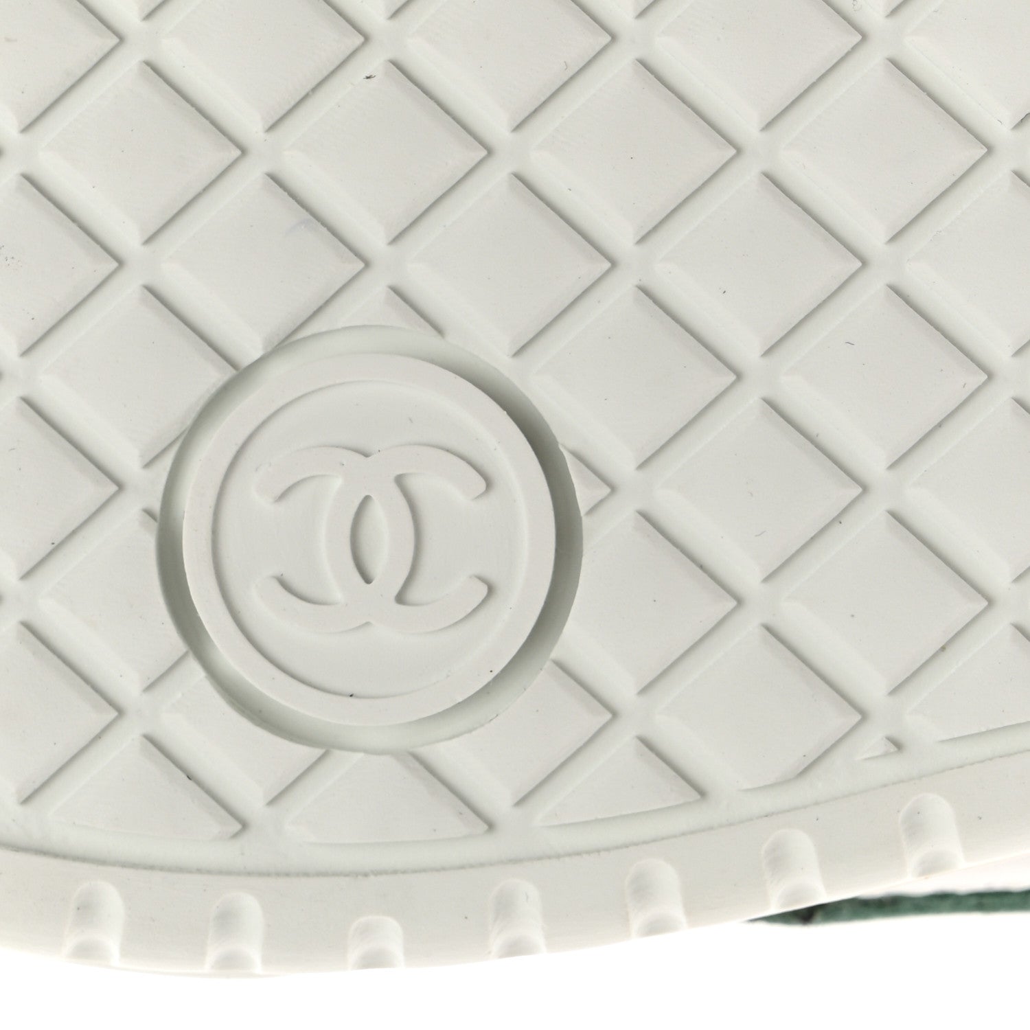 Chanel Calfskin Suede Calfskin Logo Womens Sneakers 37.5 White Dark Green 8 of 10