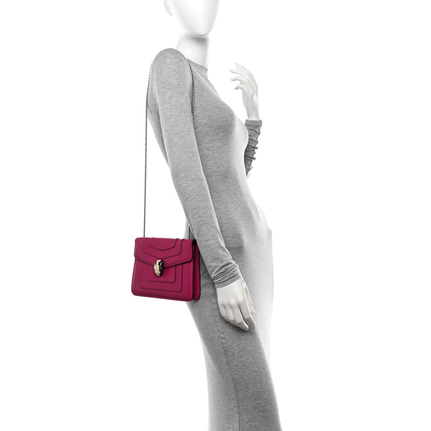 Calfskin Small Serpenti Forever Snake Strap Crossbody Bag Pink
