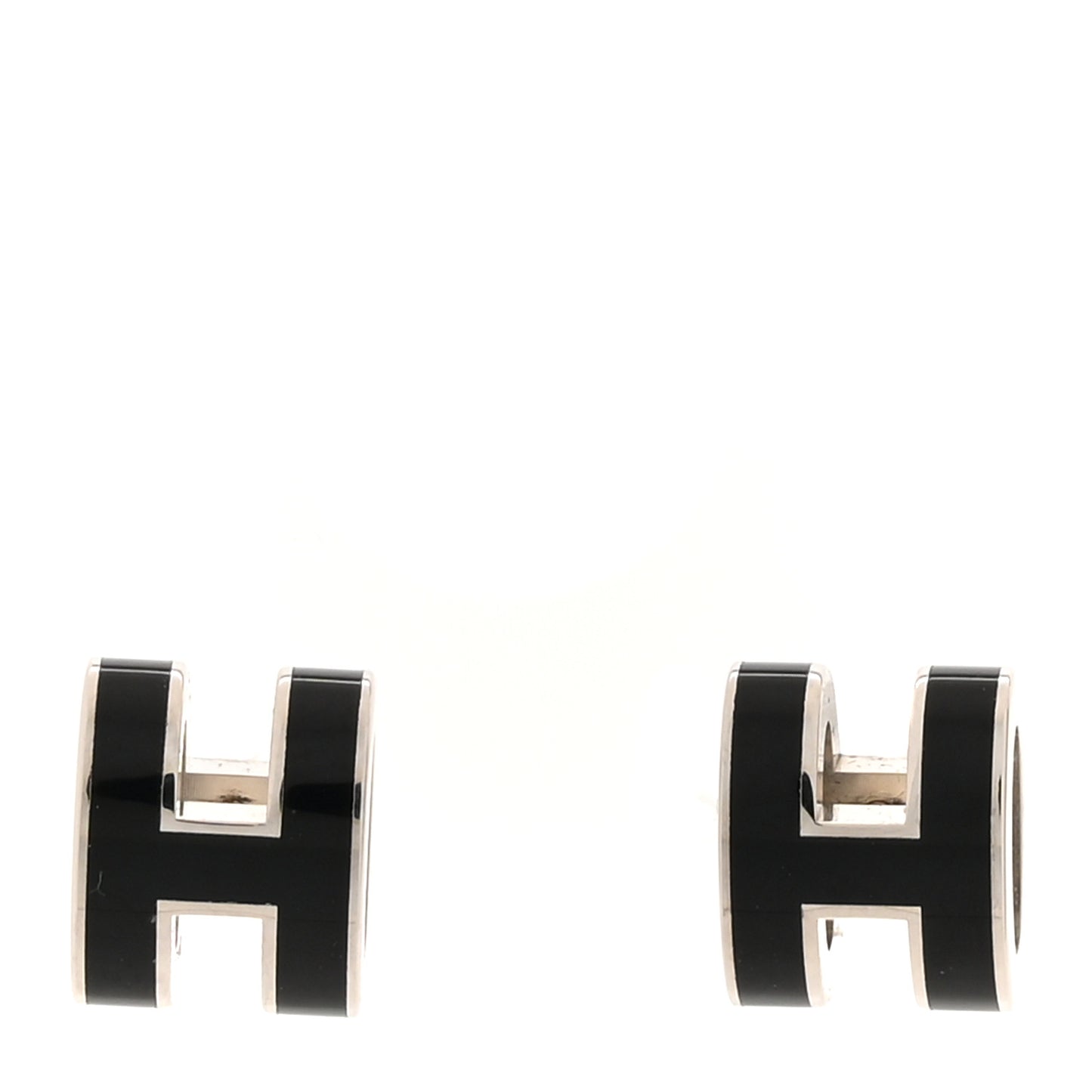 Palladium Lacquered Mini Pop H Earrings Black