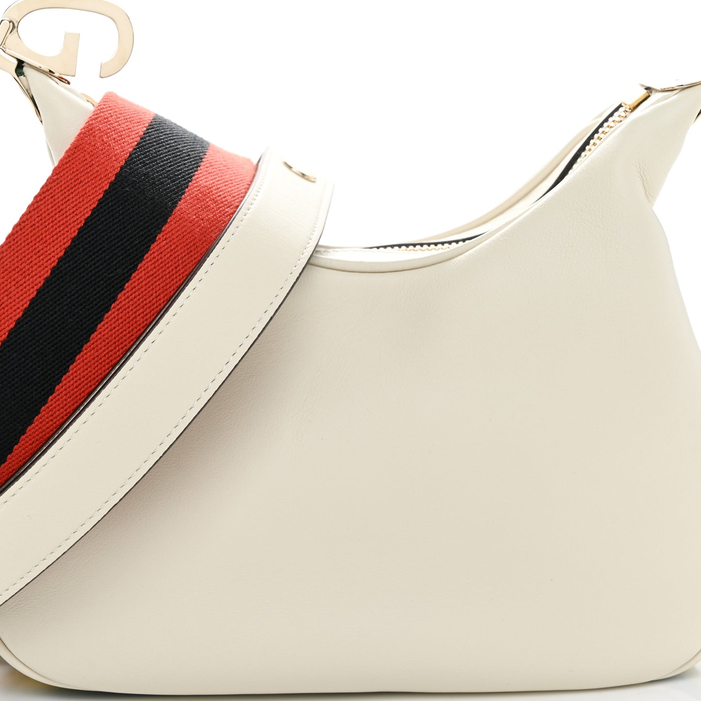 Aria Calfskin Web Small Attache Shoulder Bag White