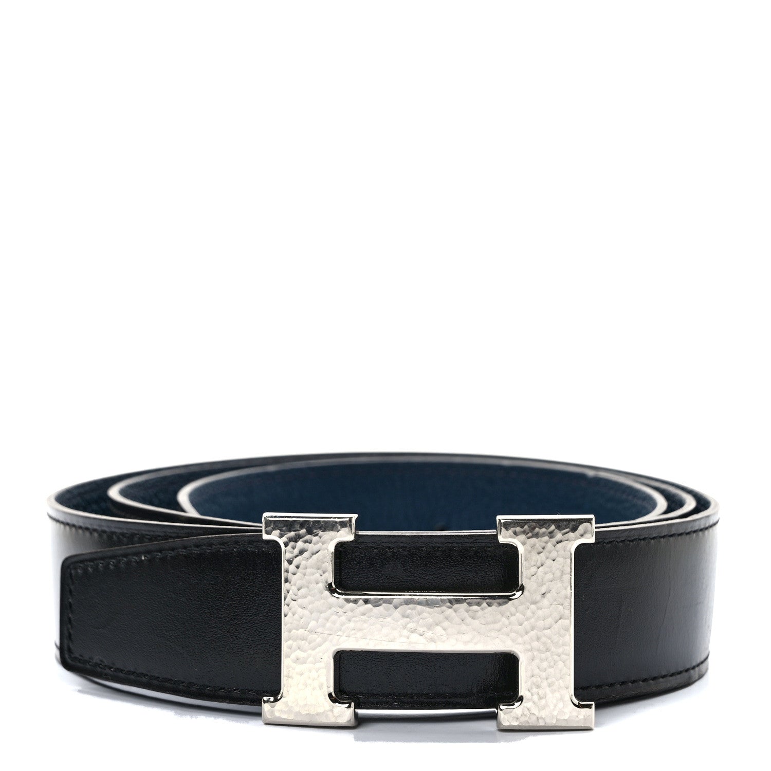 Hermes Box Togo 32mm Martelee H Belt 95 38 Black Bleu De Prusse 1 of 5