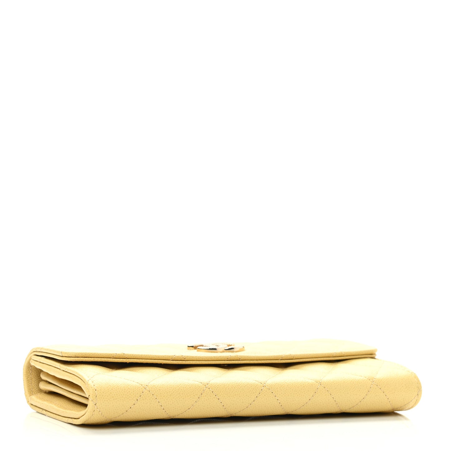 Caviar Quilted CC Flap Wallet Yellow