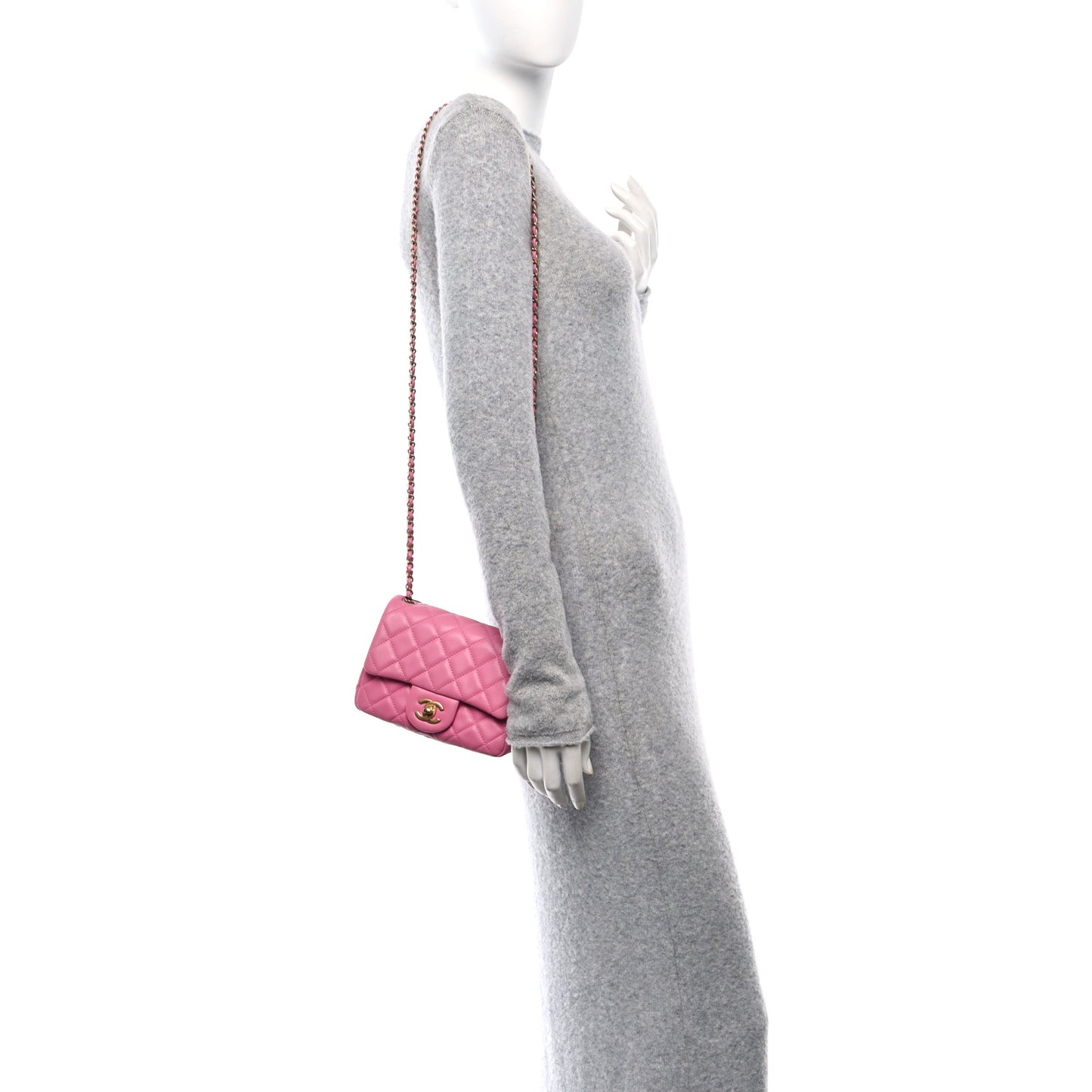 Lambskin Quilted Mini Pearl Crush Flap Pink