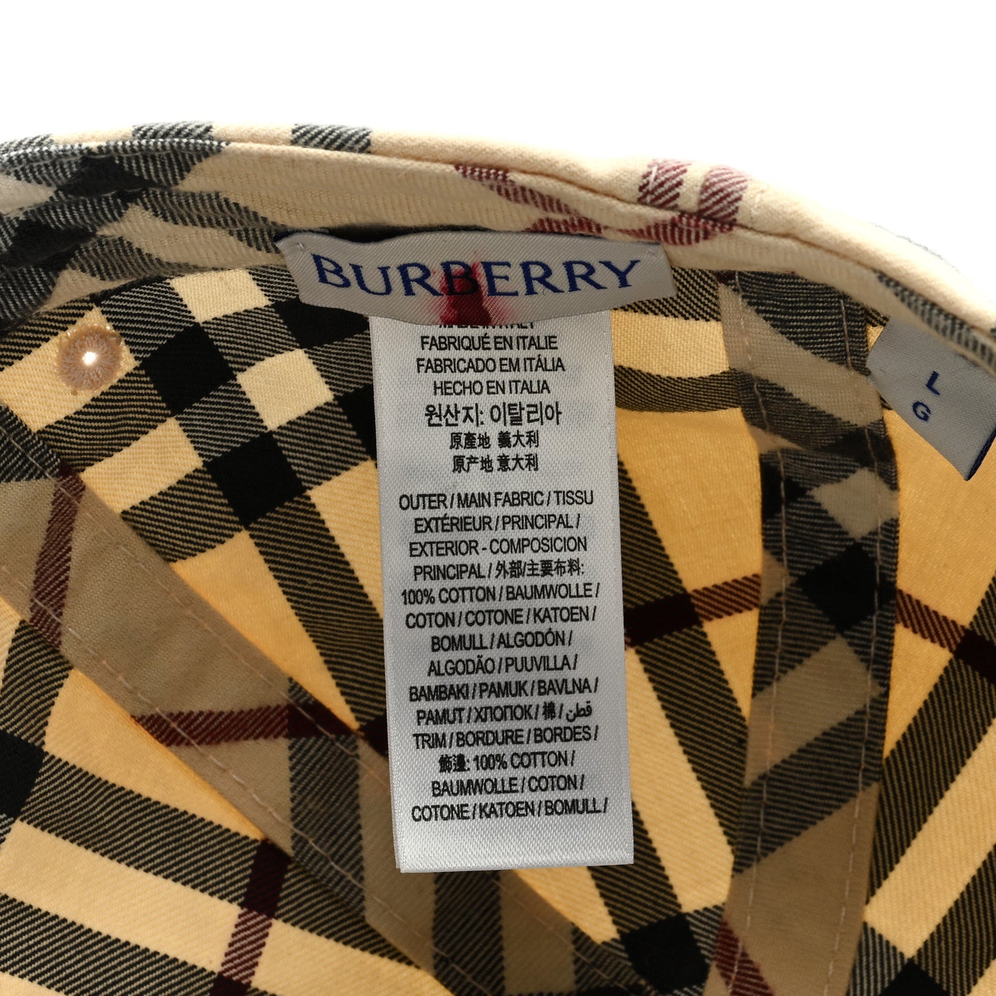 Cotton Archive Check Baseball Cap L Stone