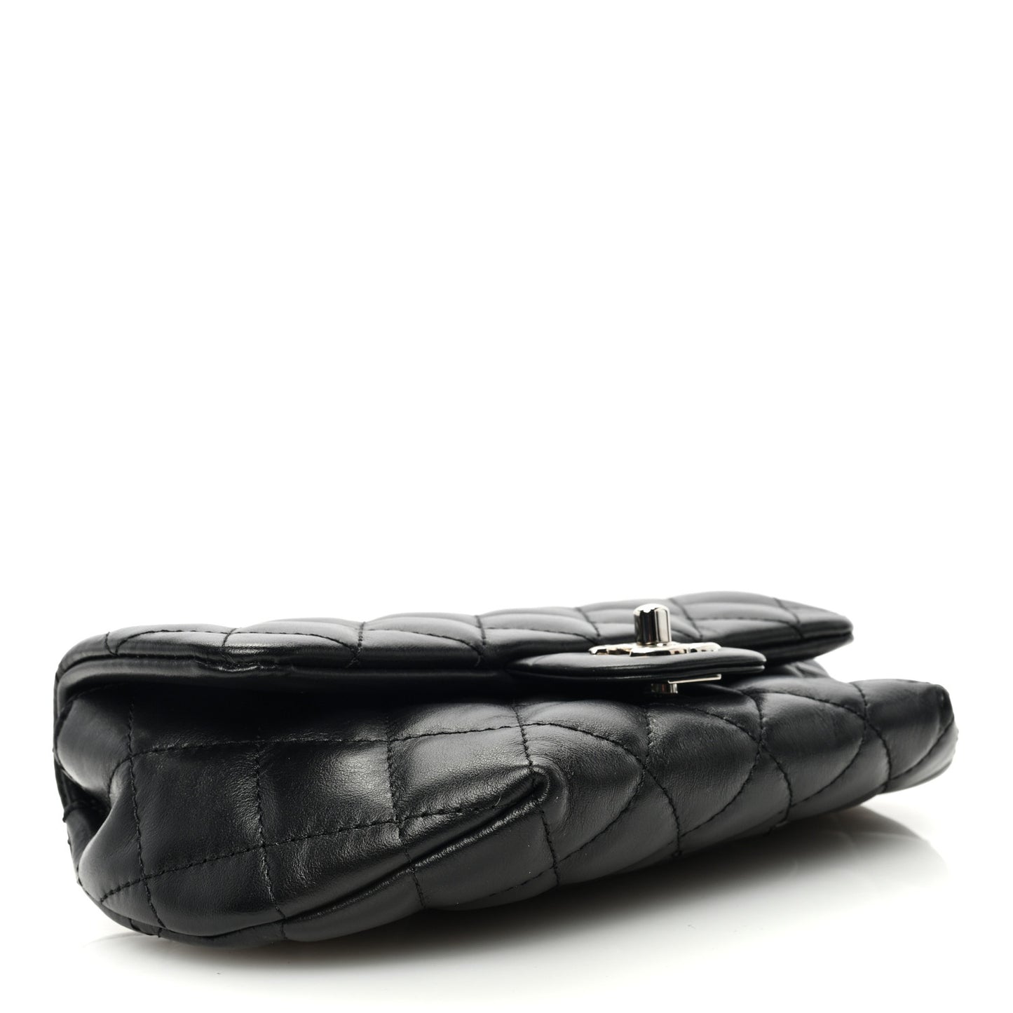 Calfskin Quilted CC Uniform Flap Belt Bag Black