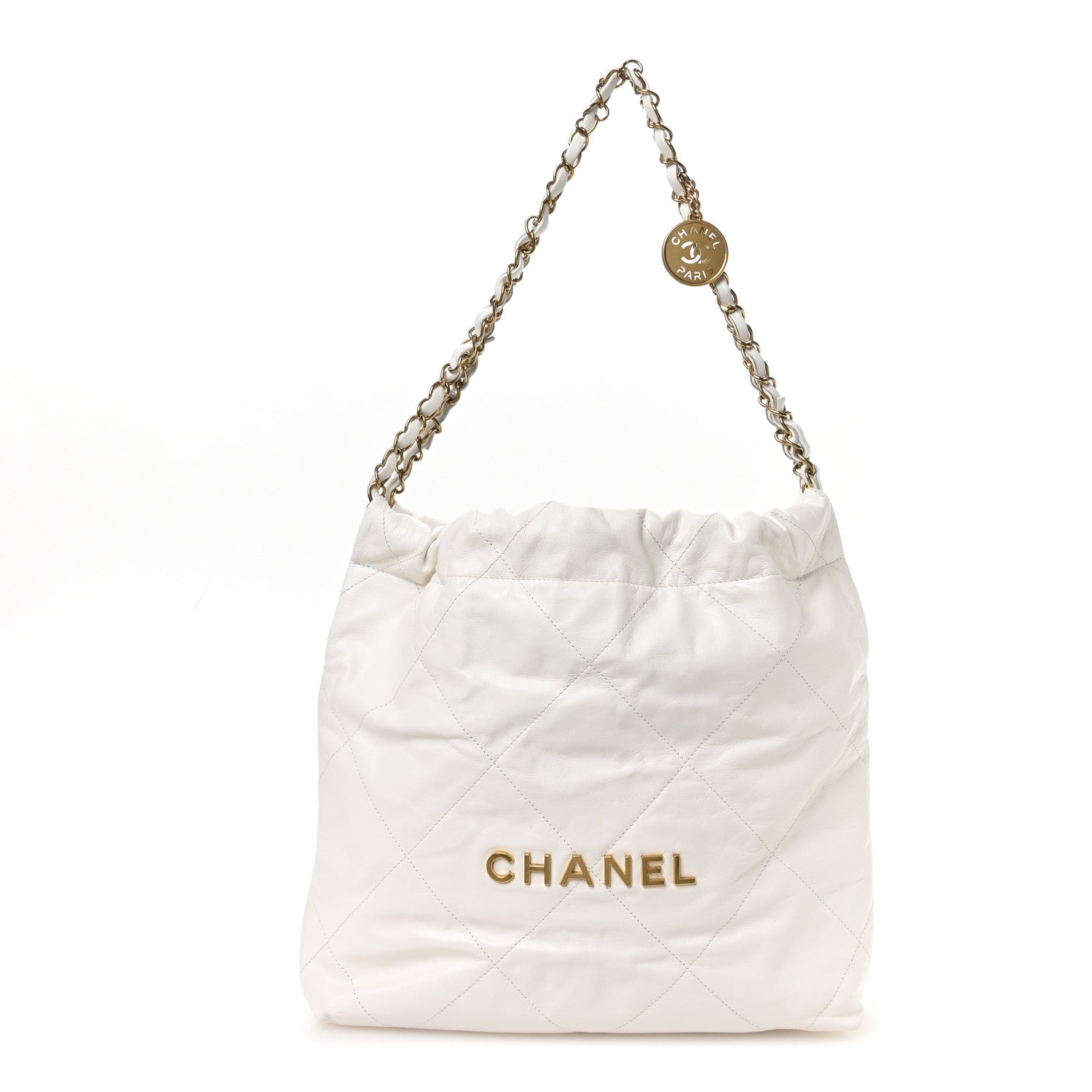 CHANEL 22スモール Chanel Shiny Calfskin Quilted Small Chanel 22 White 1744213